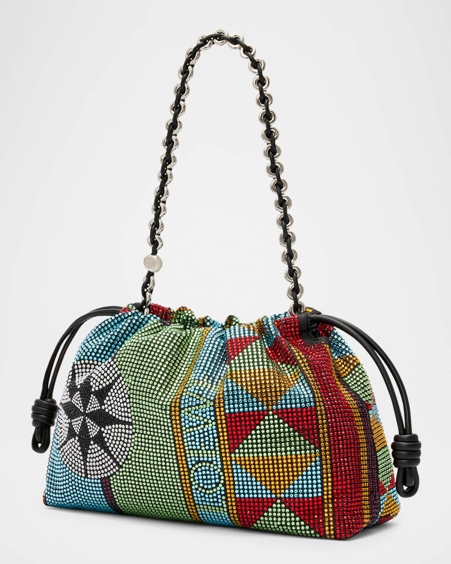 Loewe Flamenco Medium Embellished Shoulder Bag in Denim