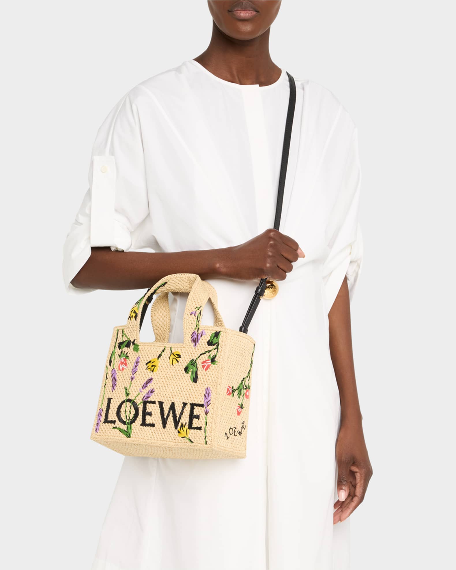Loewe x Paula's Ibiza Small Flower Tote Bag in Raffia