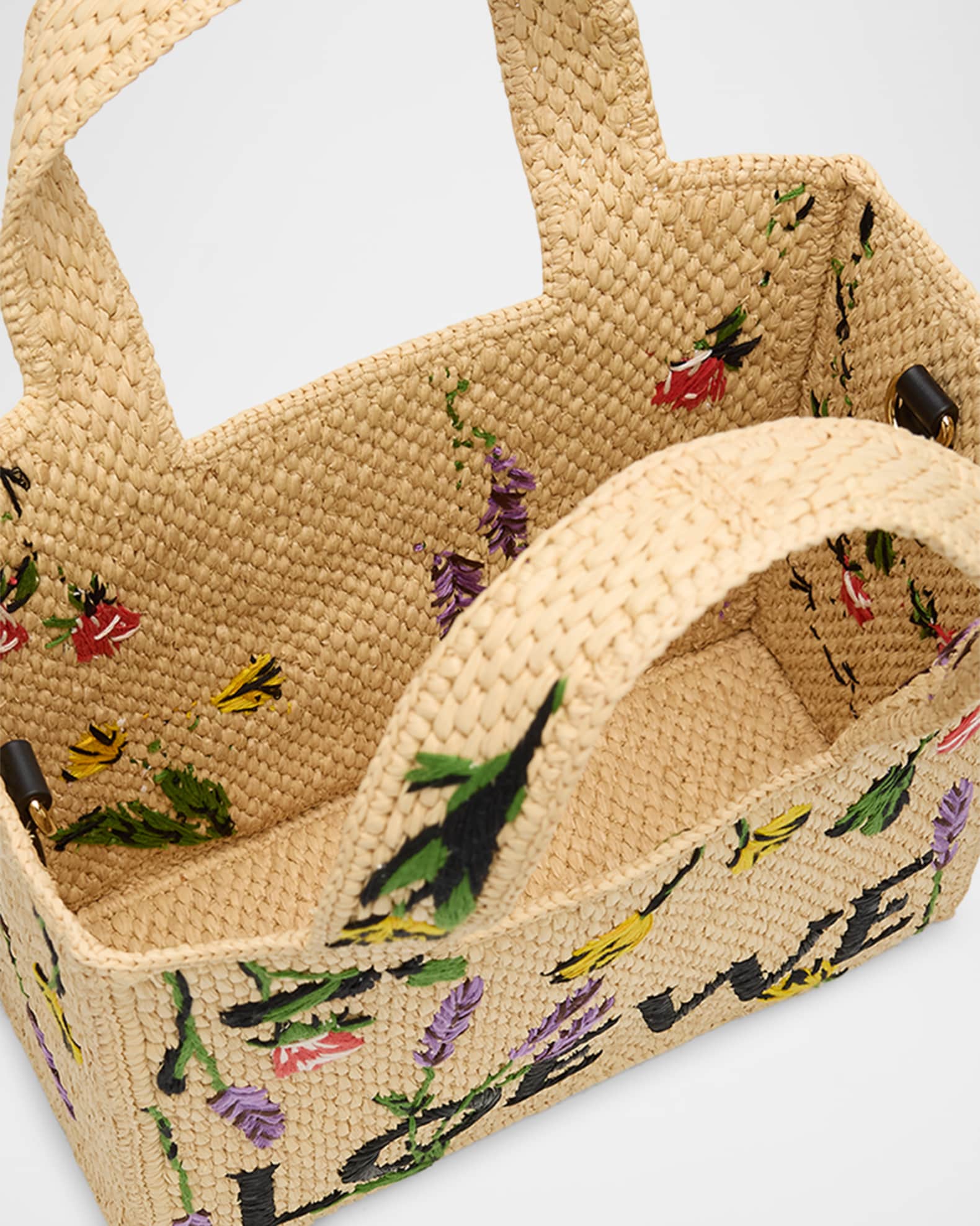 LOEWE Paula's Ibiza ラフィア 刺繍花 スモール トートバッグ Loewe x Paula's Ibiza Small Flower Tote Bag in Raffia