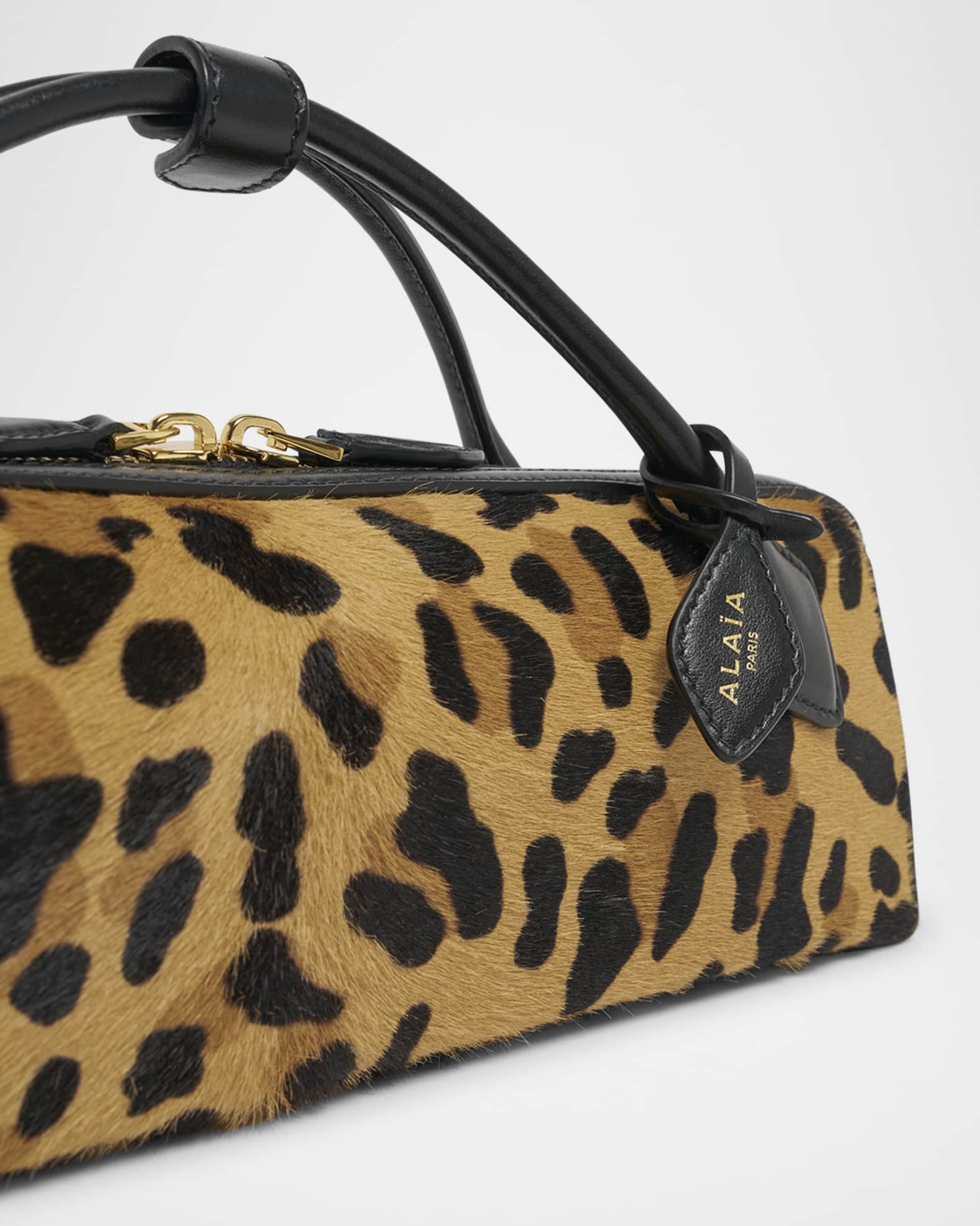 ALAIA Le Teckel Clutch Bag in Leopard Calf Hair | Neiman Marcus