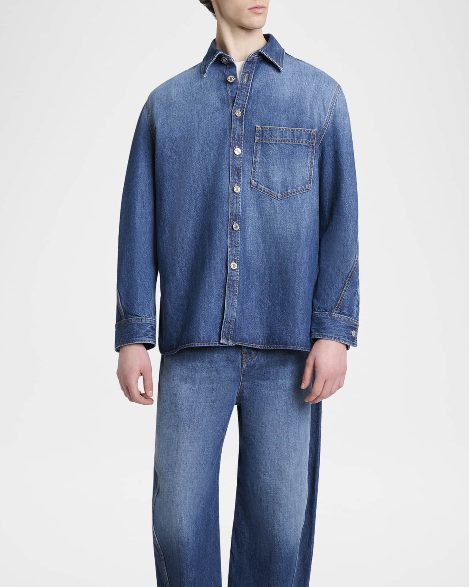 【関税＆送料込み】Givenchy Cocoon Denim Overshirt Clothing Cocoon denim shirt in blue - Givenchy | Mytheresa