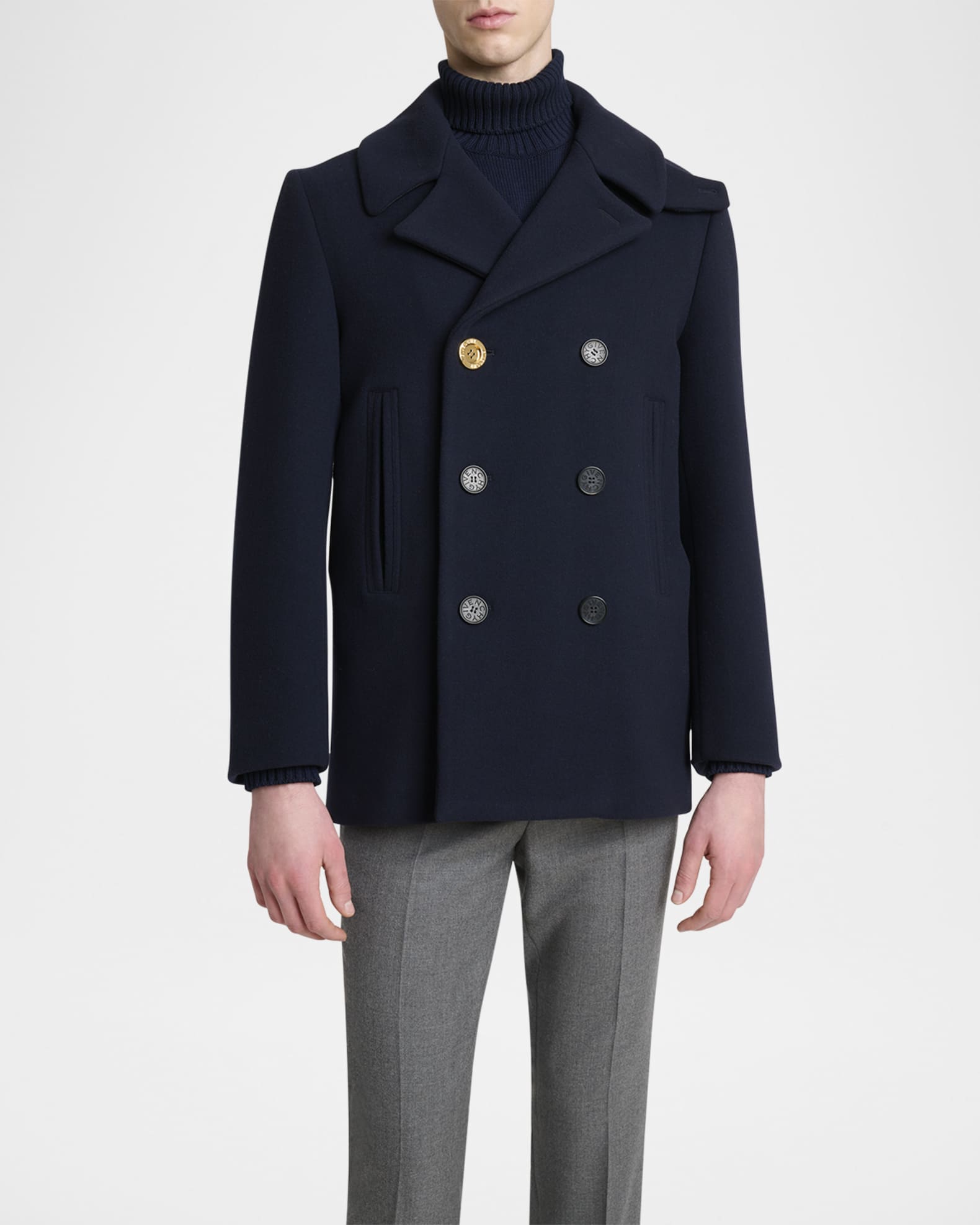Givenchy Men's Double-Face Wool Peacoat | Neiman Marcus
