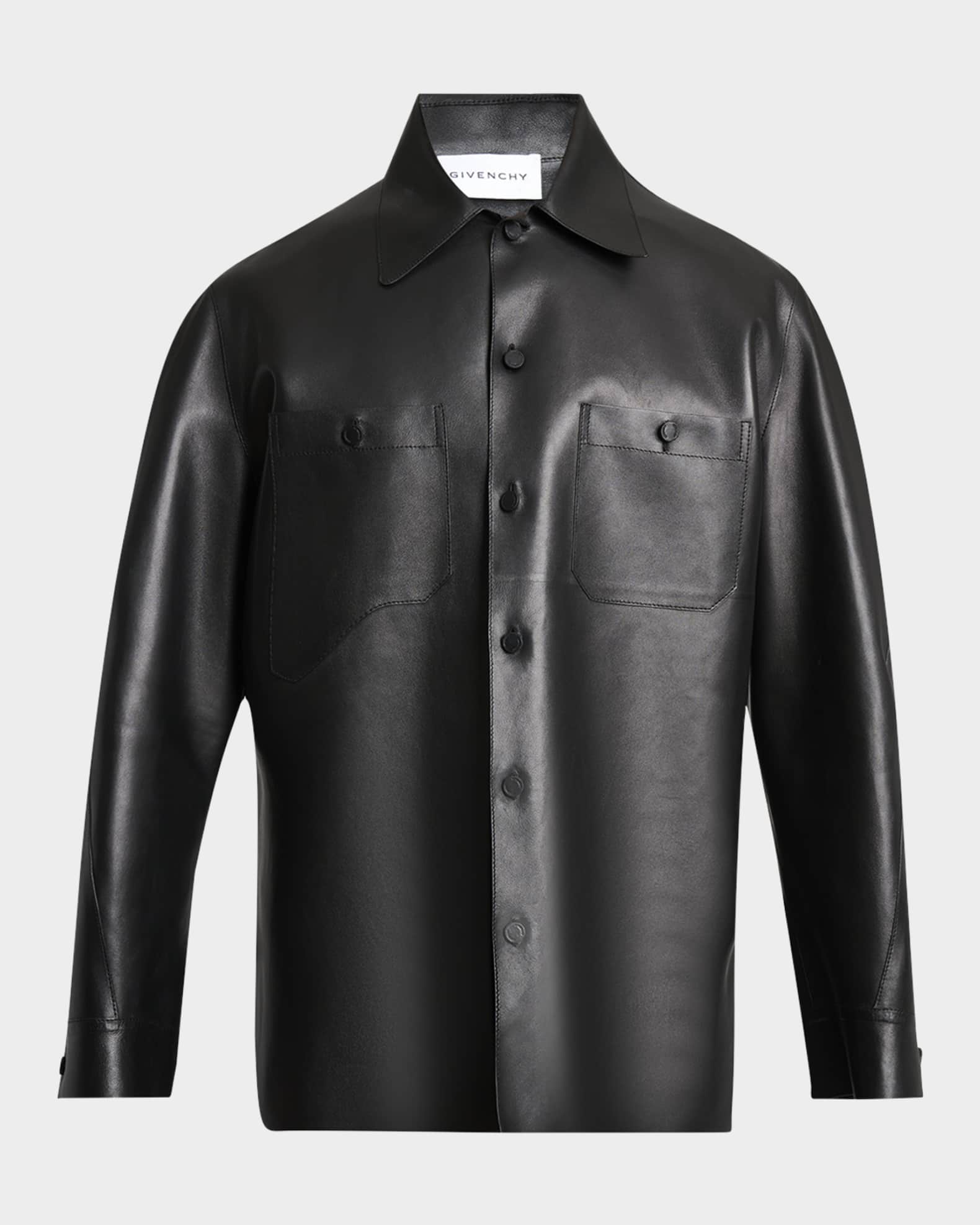 Men's Tonal Leather Overshirt  0