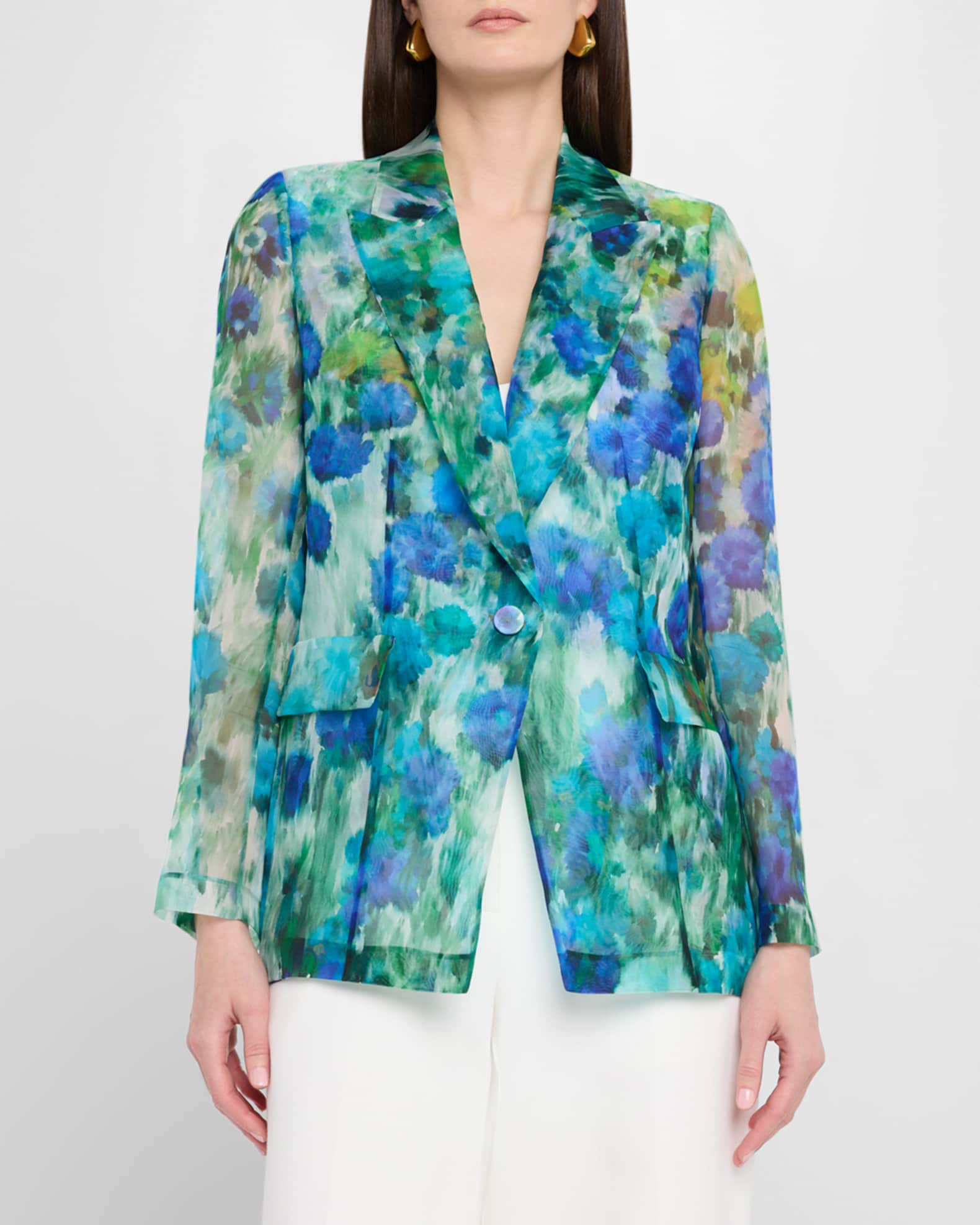 お歳暮・冬ギフト特集2024 Floral-Print Sheer Aimee Ungaro Jacket Marcus Neiman | ジャケット・アウター