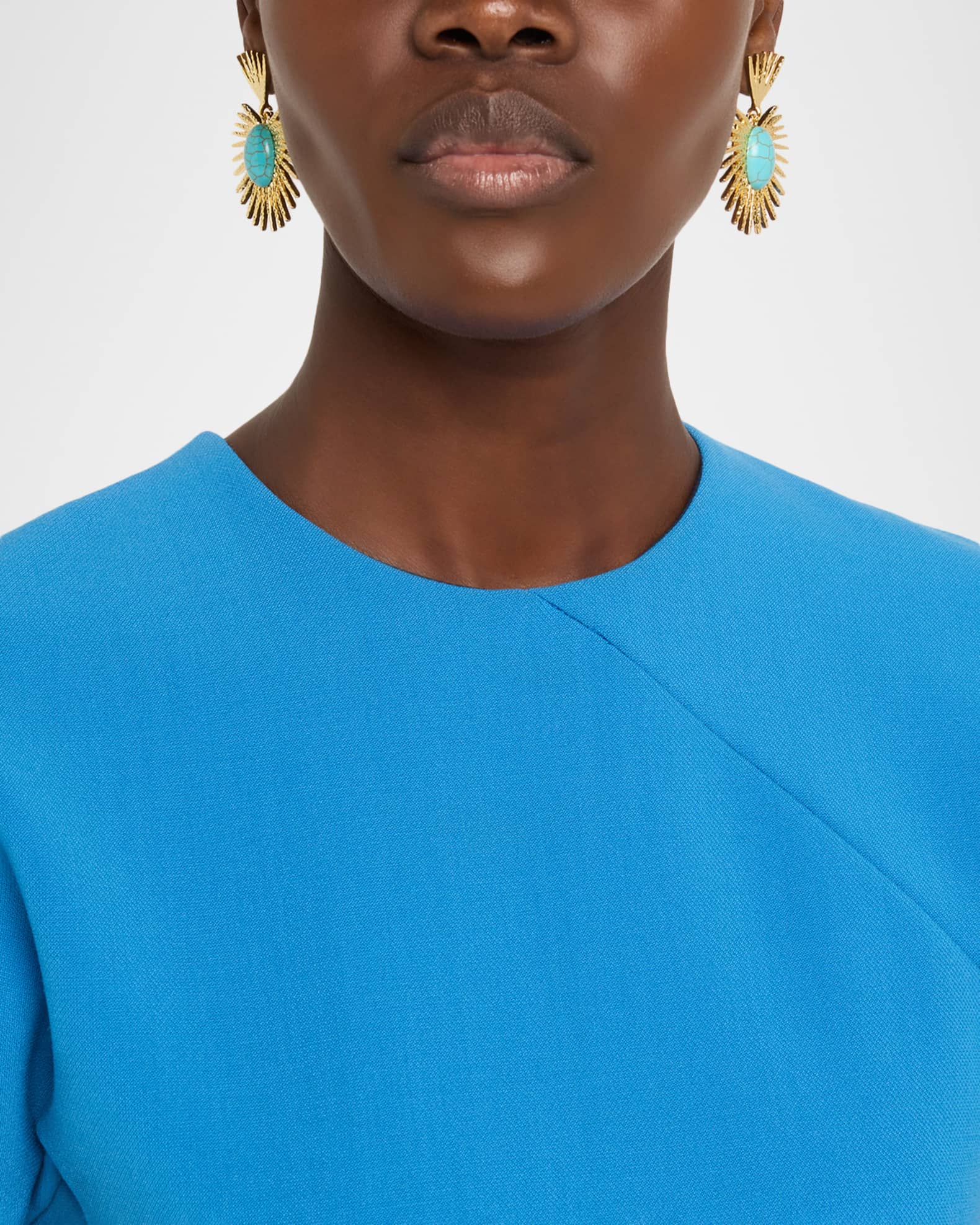 Cabochon Fan Drop Earrings 1
