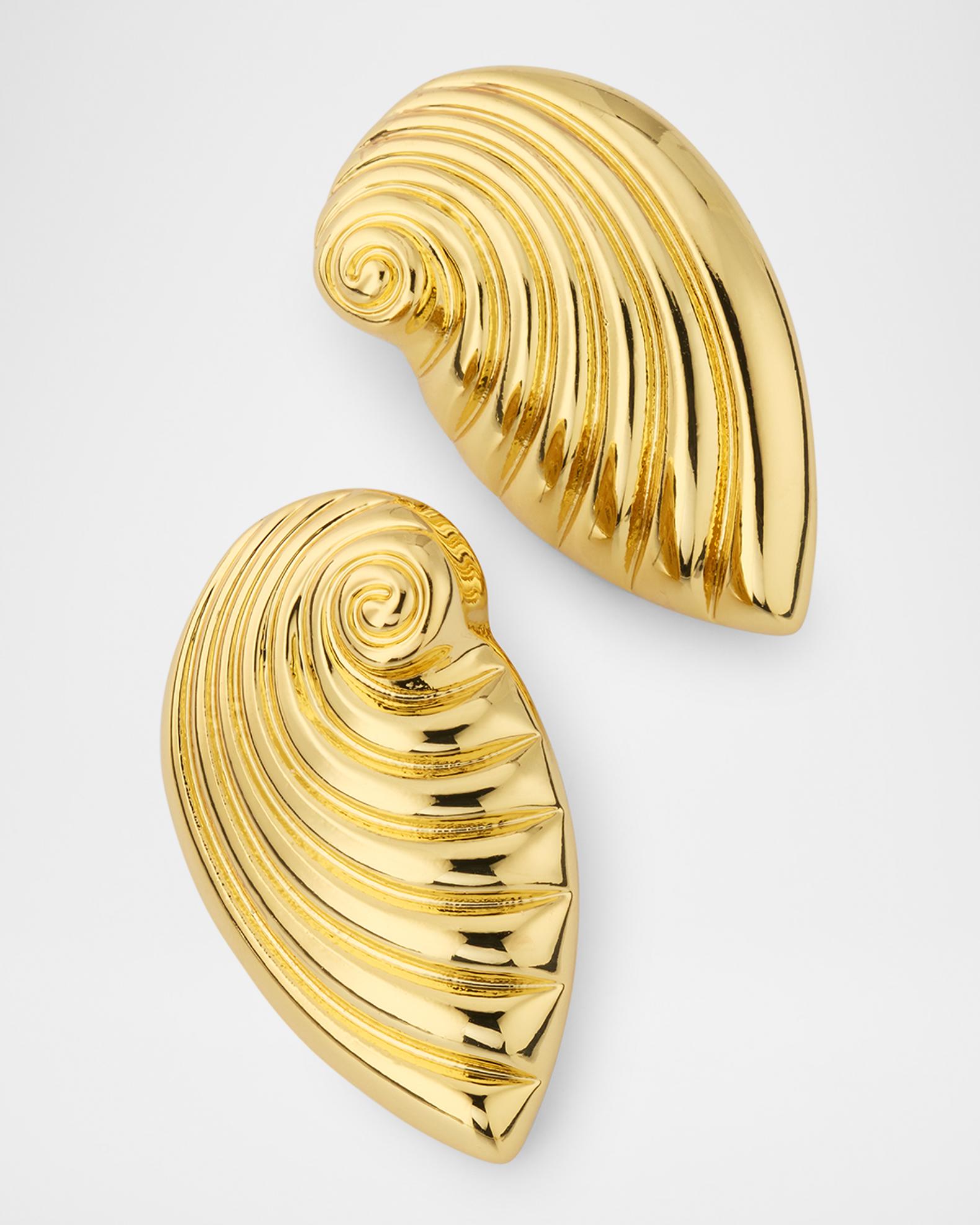 Kenneth Jay Lane Ribbed Seashell Post Earrings | Neiman Marcus