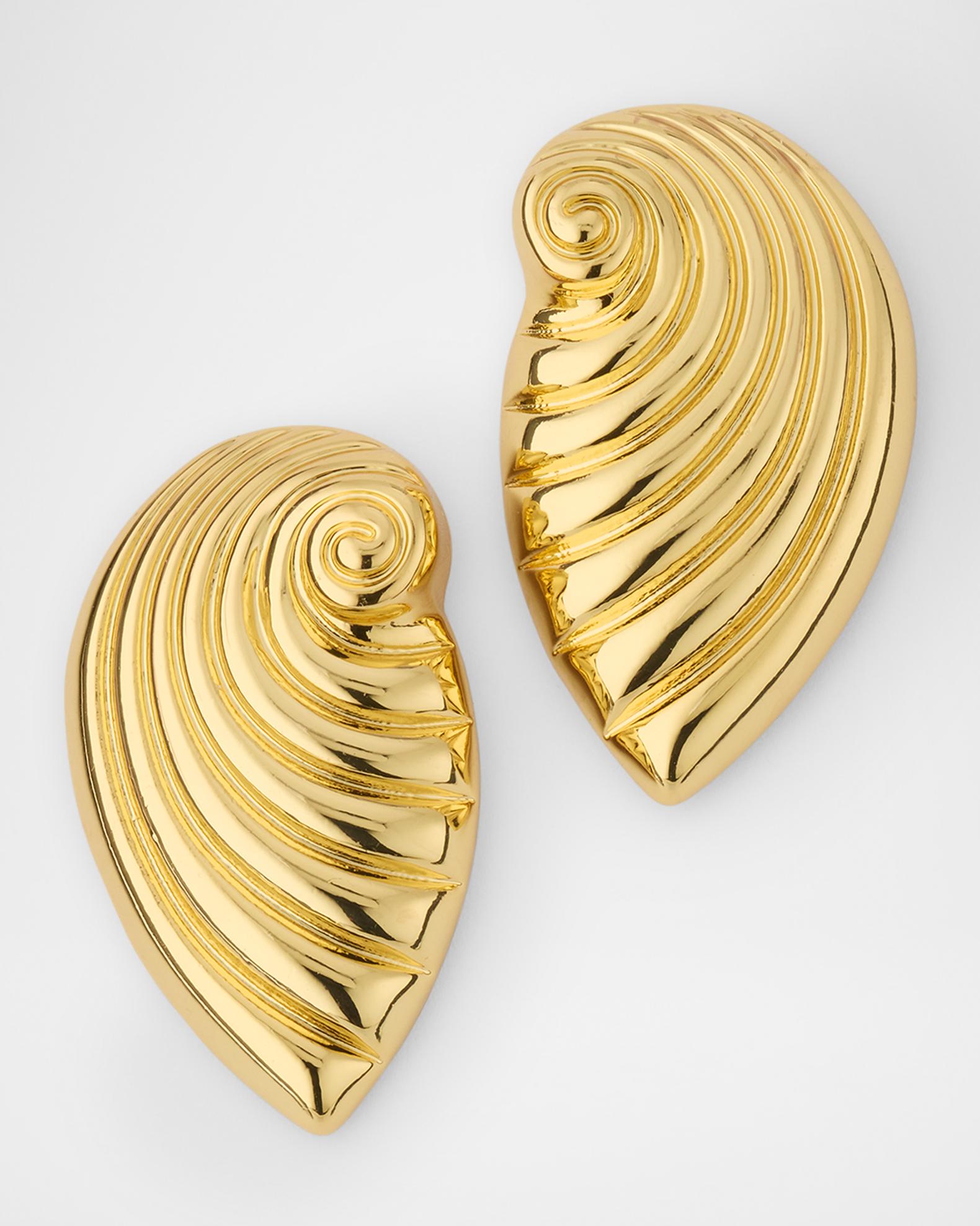 Kenneth Jay Lane Ribbed Seashell Post Earrings | Neiman Marcus
