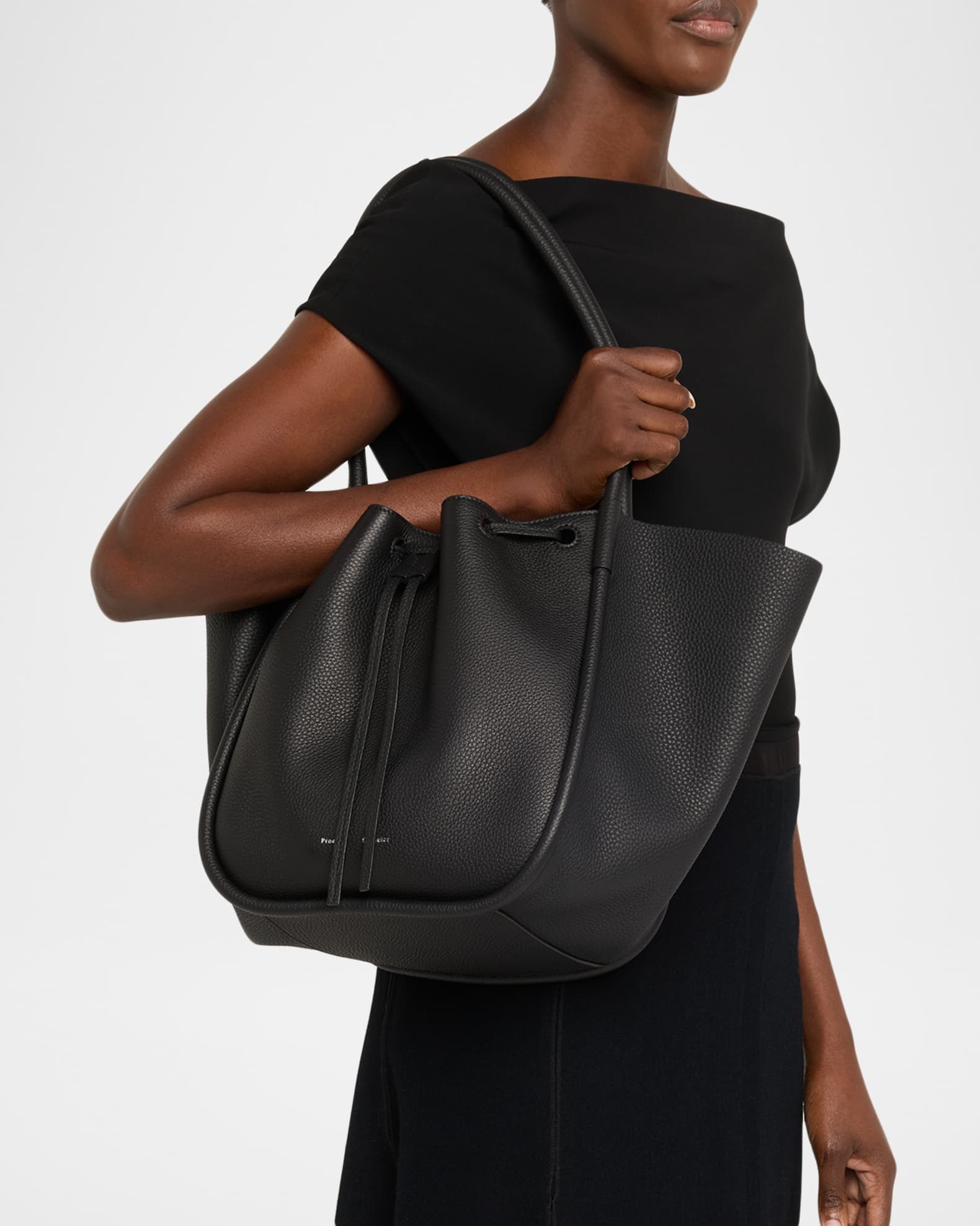Large Ruched Pebbled Calfskin Tote Bag 1