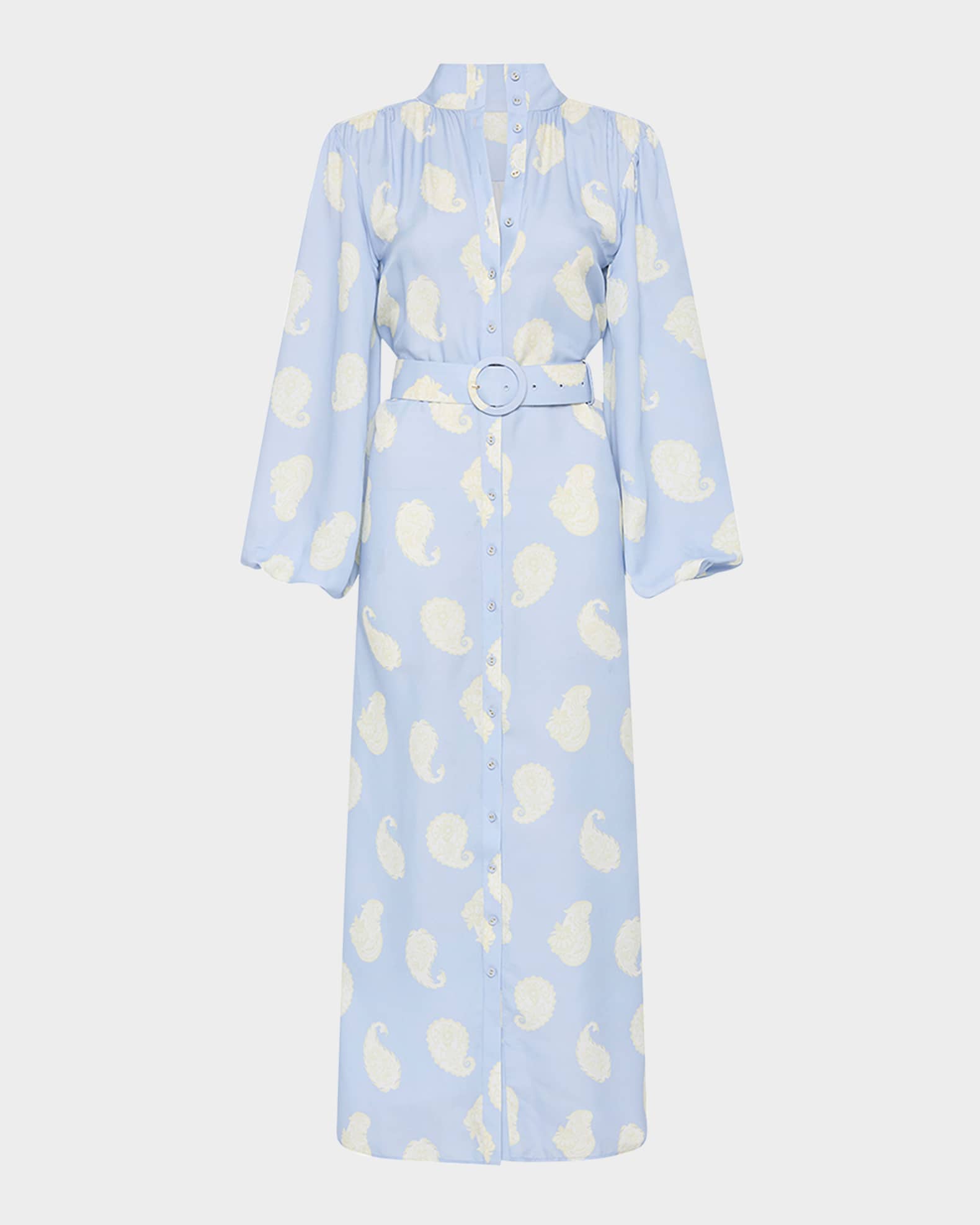 Tessie Belted Paisley-Print Maxi Shirtdress 0