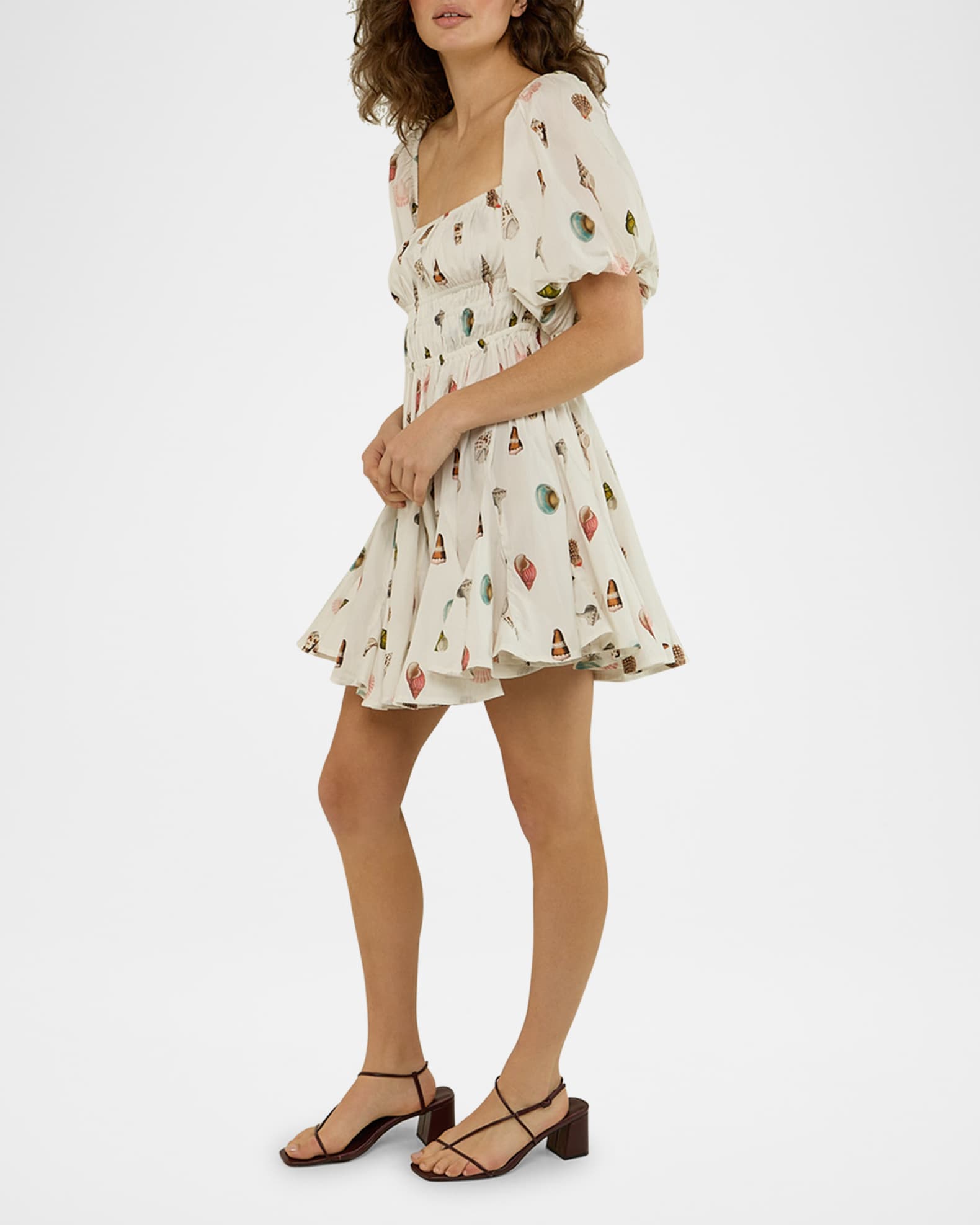 Flora Seashell-Print Cotton Mini Dress 1
