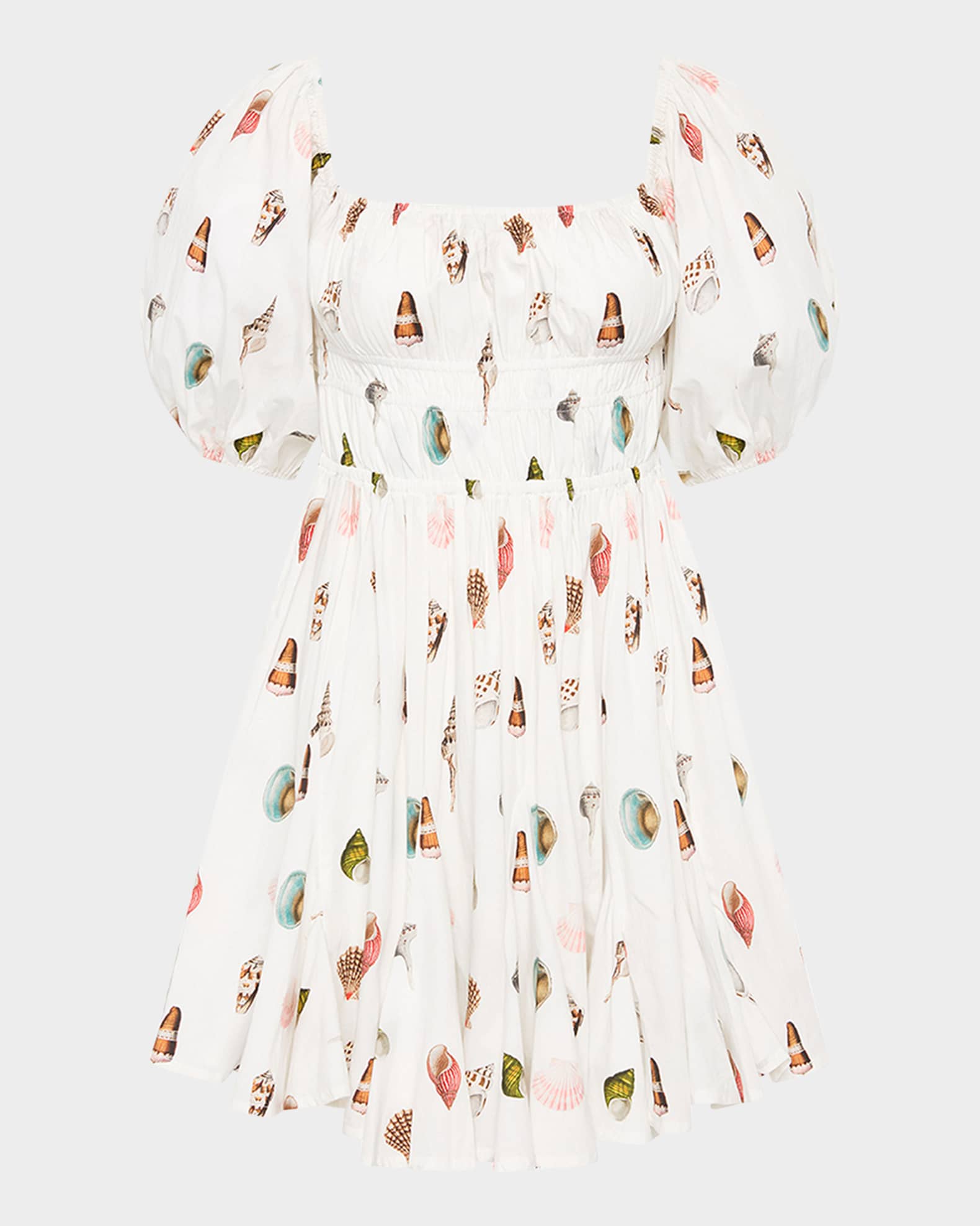 Flora Seashell-Print Cotton Mini Dress 0