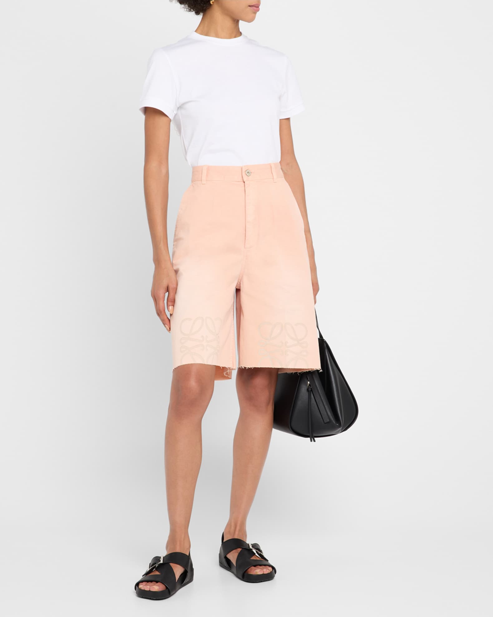Anagram Knee Raw-Hem Bermuda Shorts 1