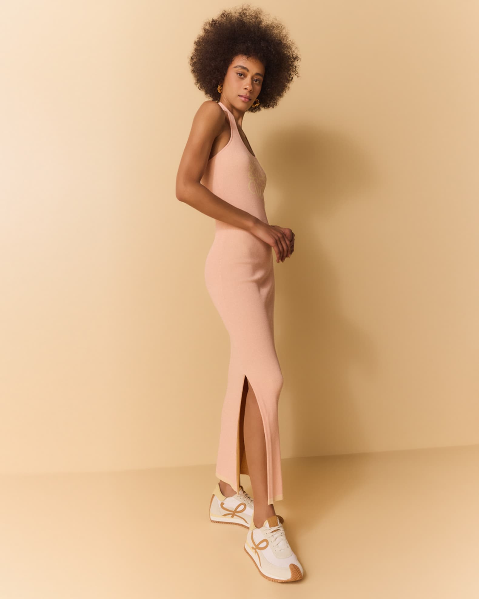 Loewe Anagram Rib Halter Maxi Dress | Neiman Marcus