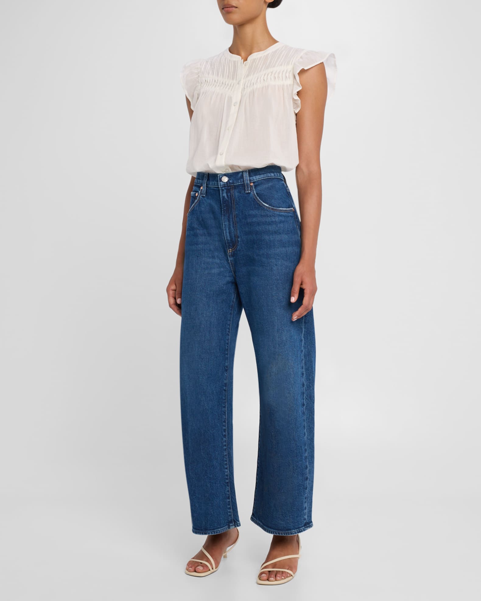 Levanto Ruffle Short-Sleeve Button-Down Blouse 1