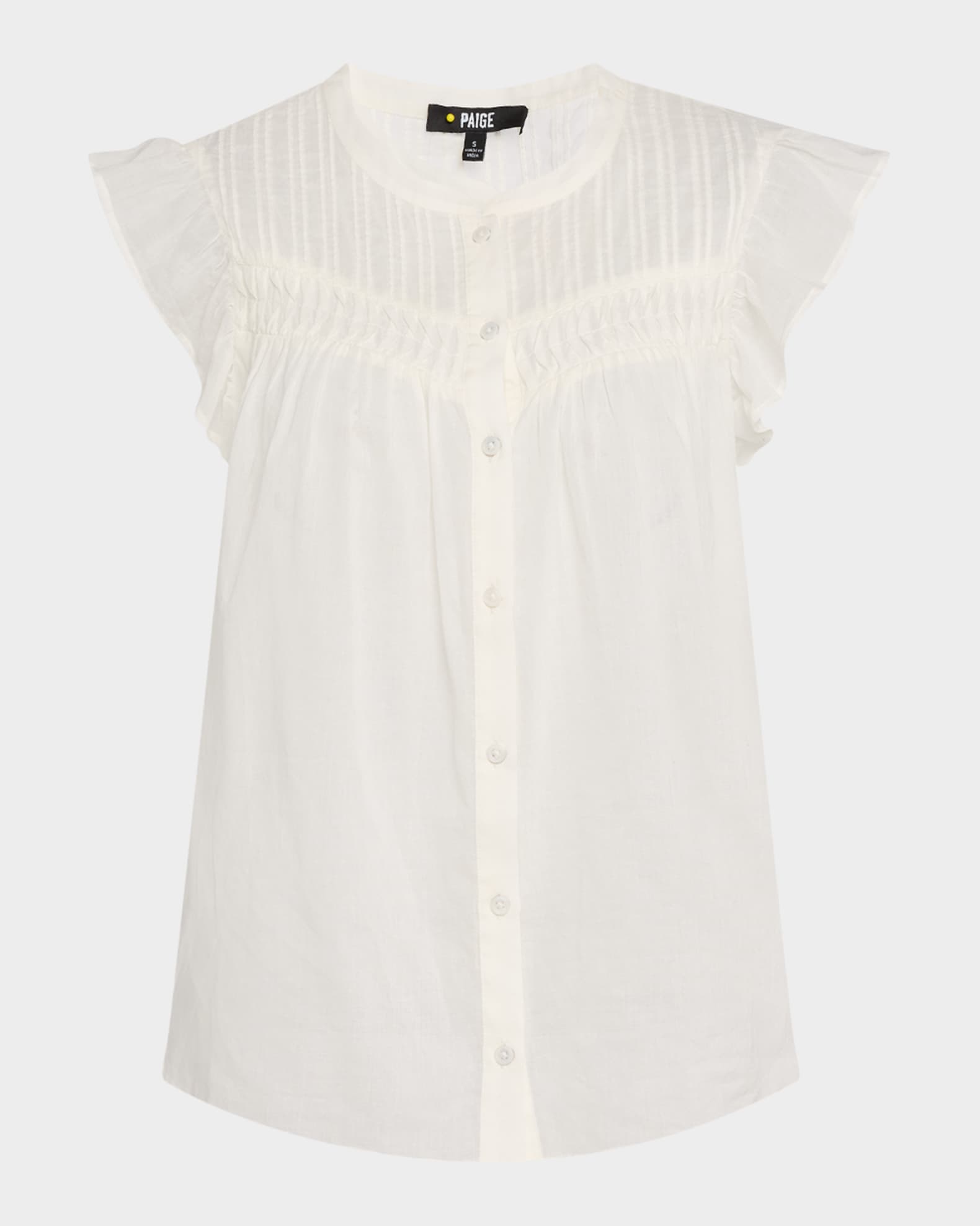 Levanto Ruffle Short-Sleeve Button-Down Blouse 0