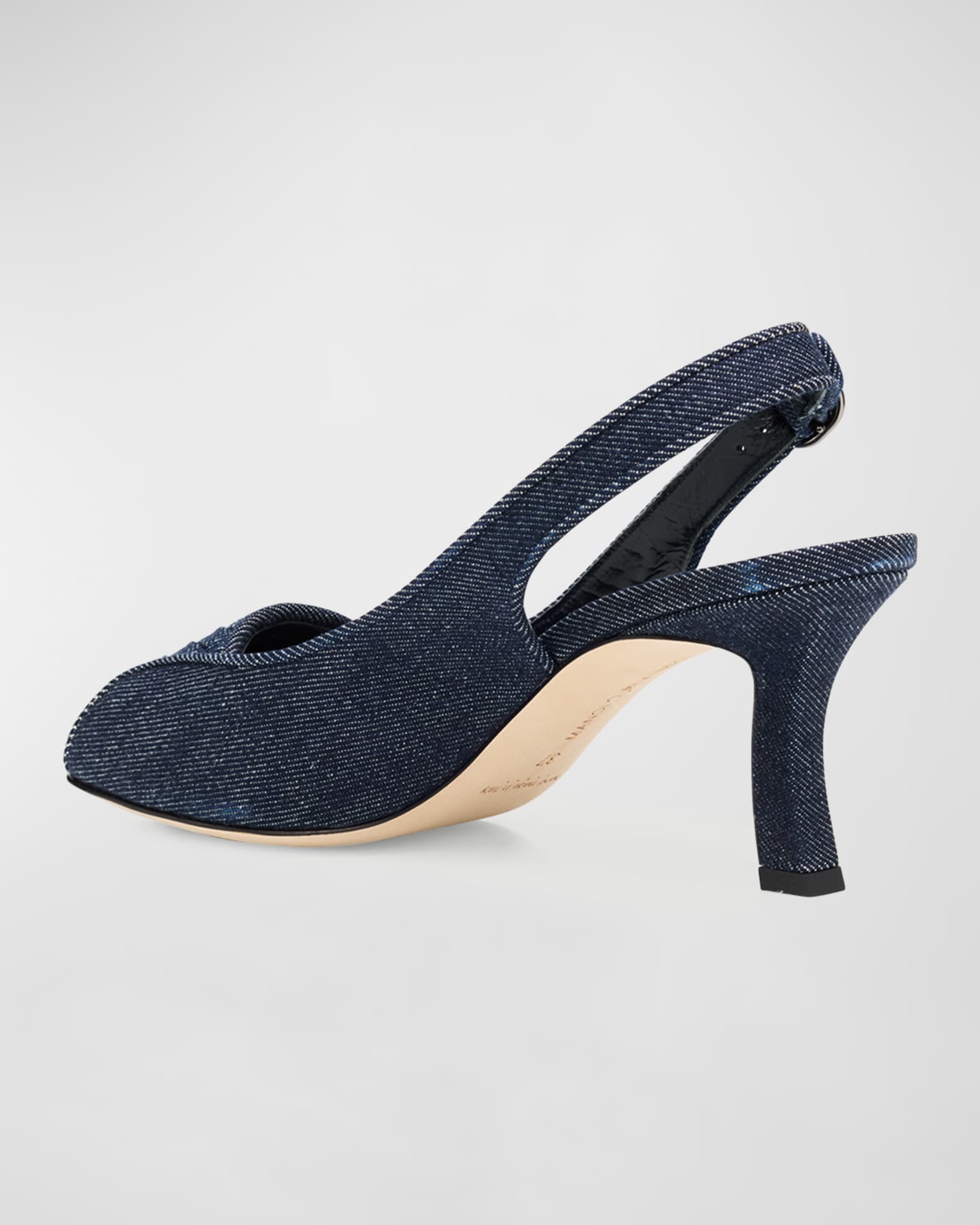 Manolo Blahnik Lonike Denim Slingback Sandals | Neiman Marcus