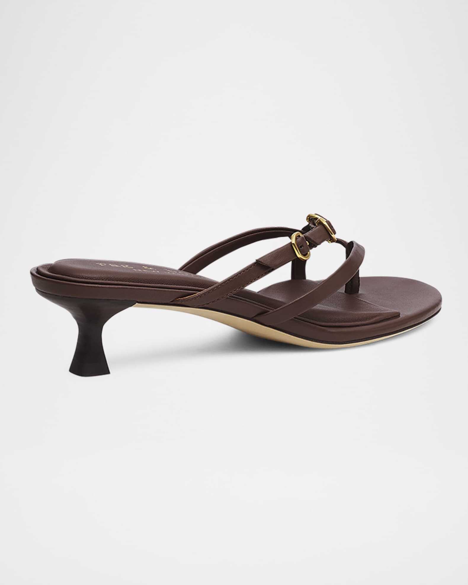 Sammie Leather Buckle Kitten-Heel Sandals