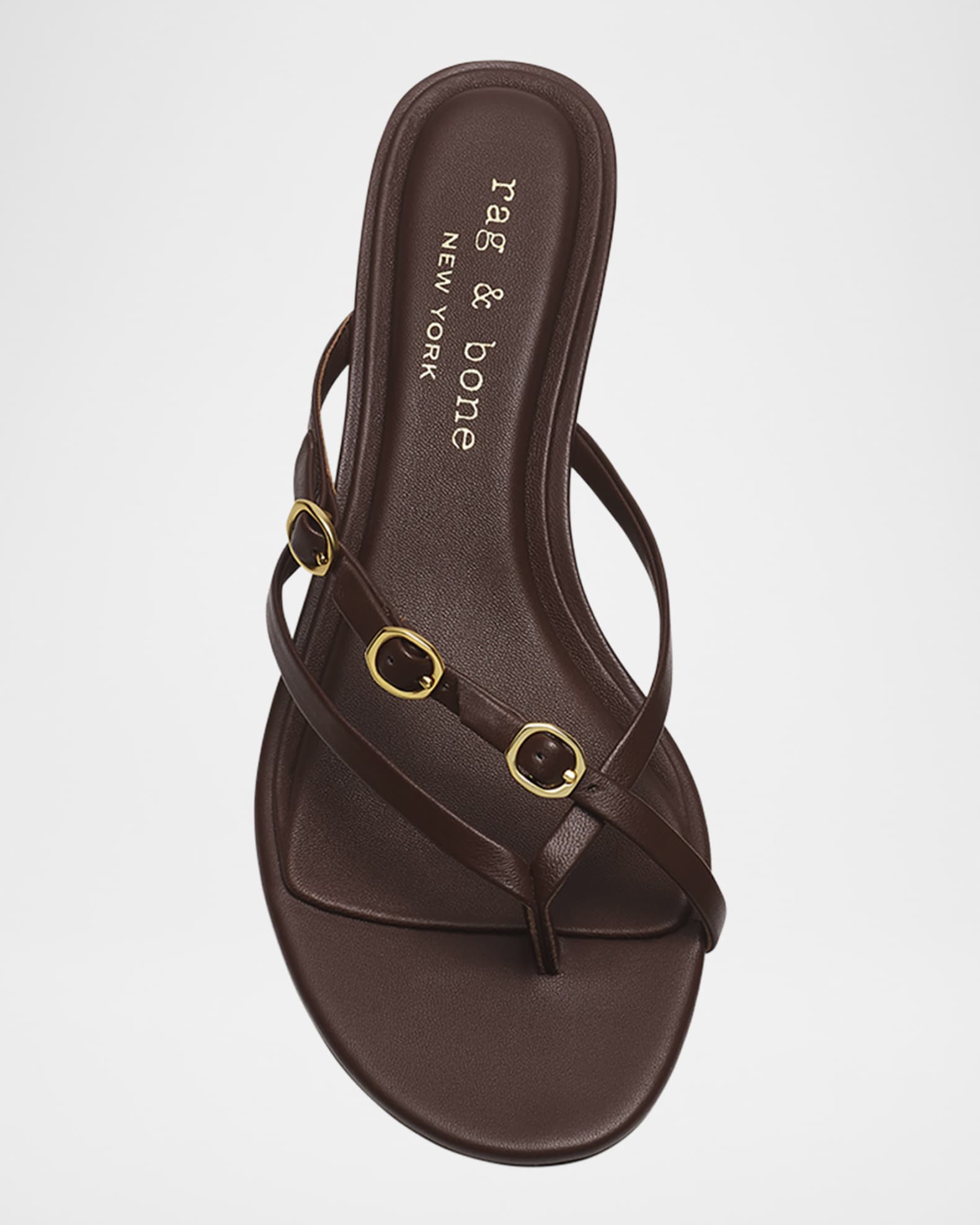 Sammie Leather Buckle Kitten-Heel Sandals