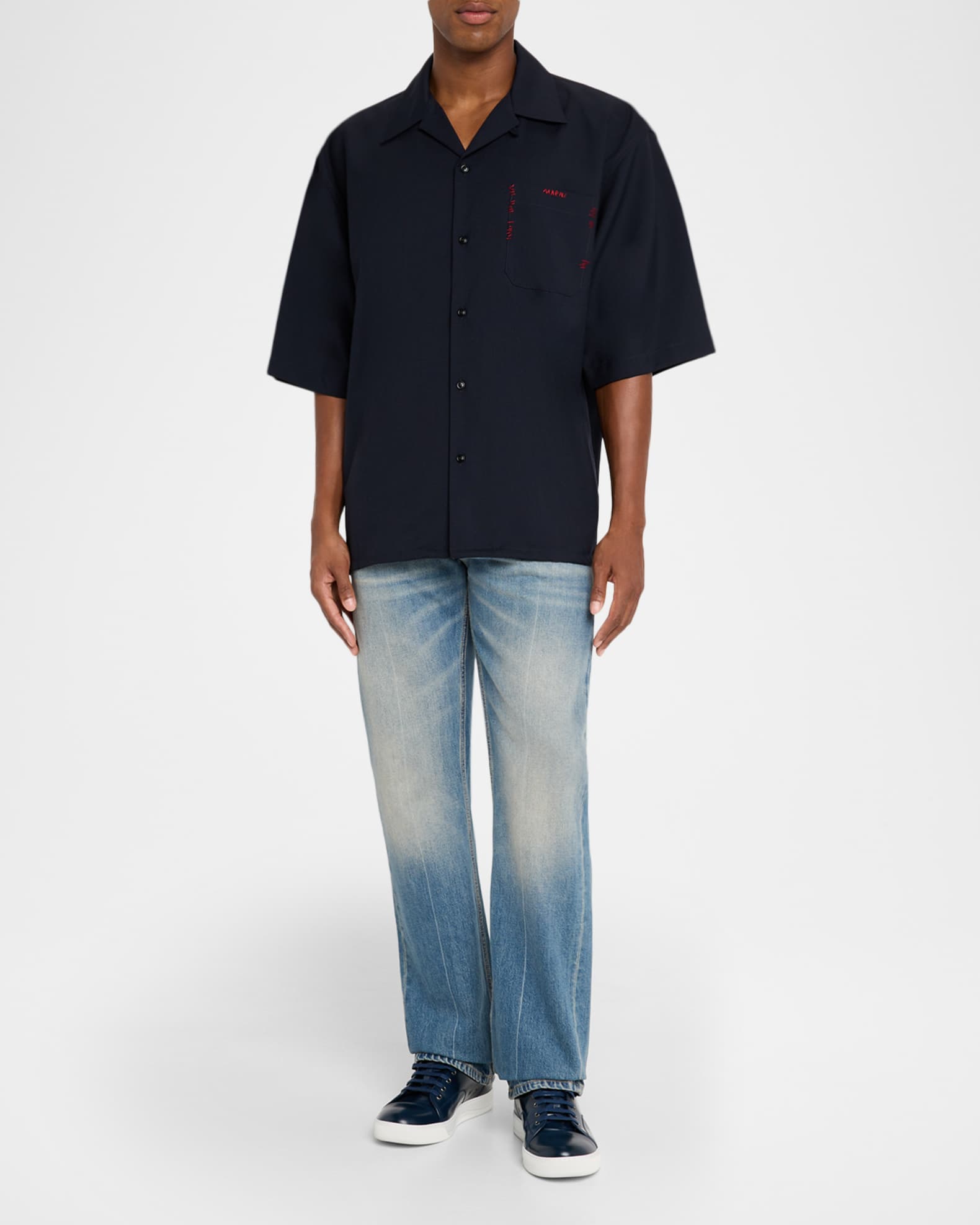 Men's Suiting Wool Mending Stitch Camp Shirt 1