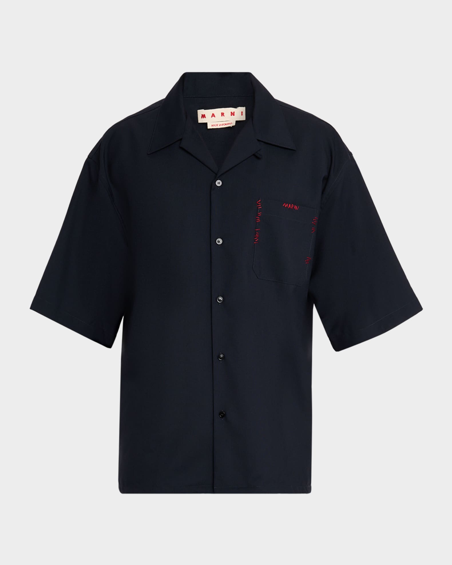 Men's Suiting Wool Mending Stitch Camp Shirt 0