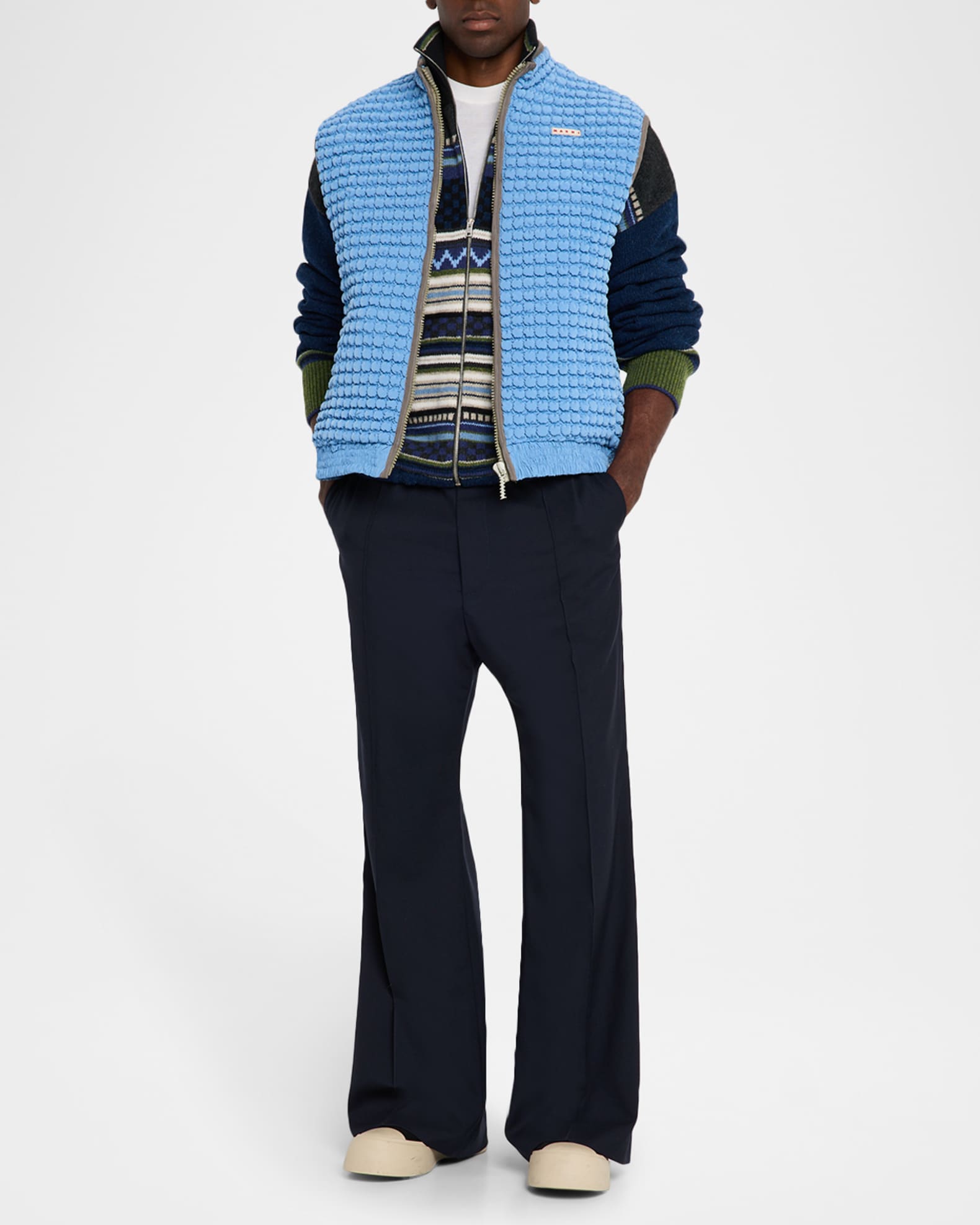 Men's Wool High-Waist Drawstring Flare Pants 1