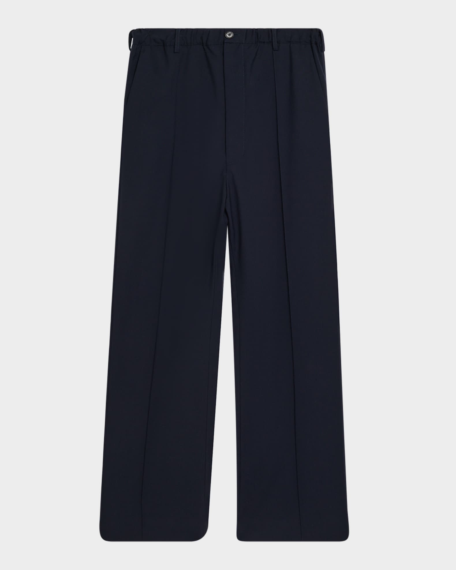 Men's Wool High-Waist Drawstring Flare Pants 0