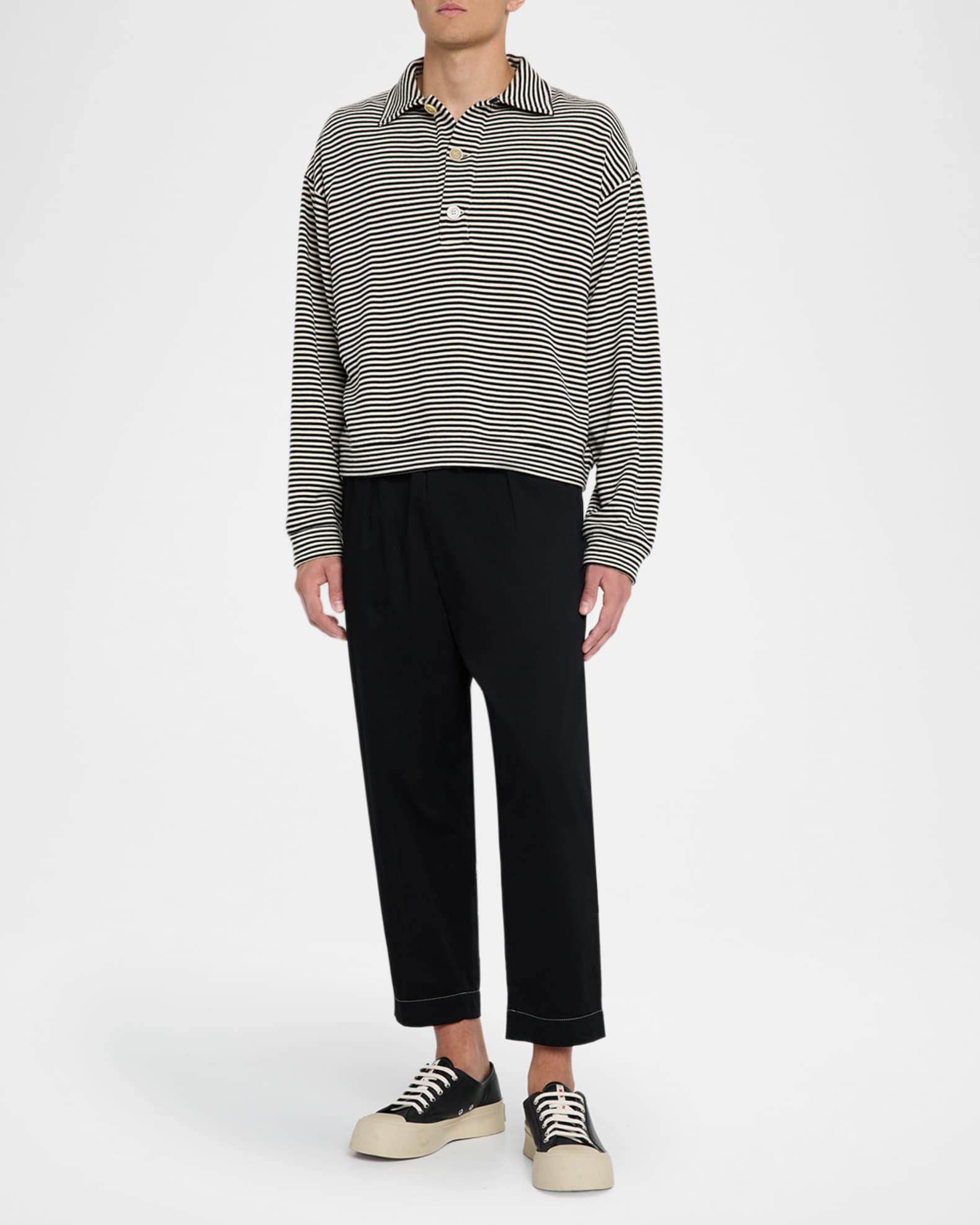 Men's Sailor Stripe Cotton Polo Sweatshirt 1