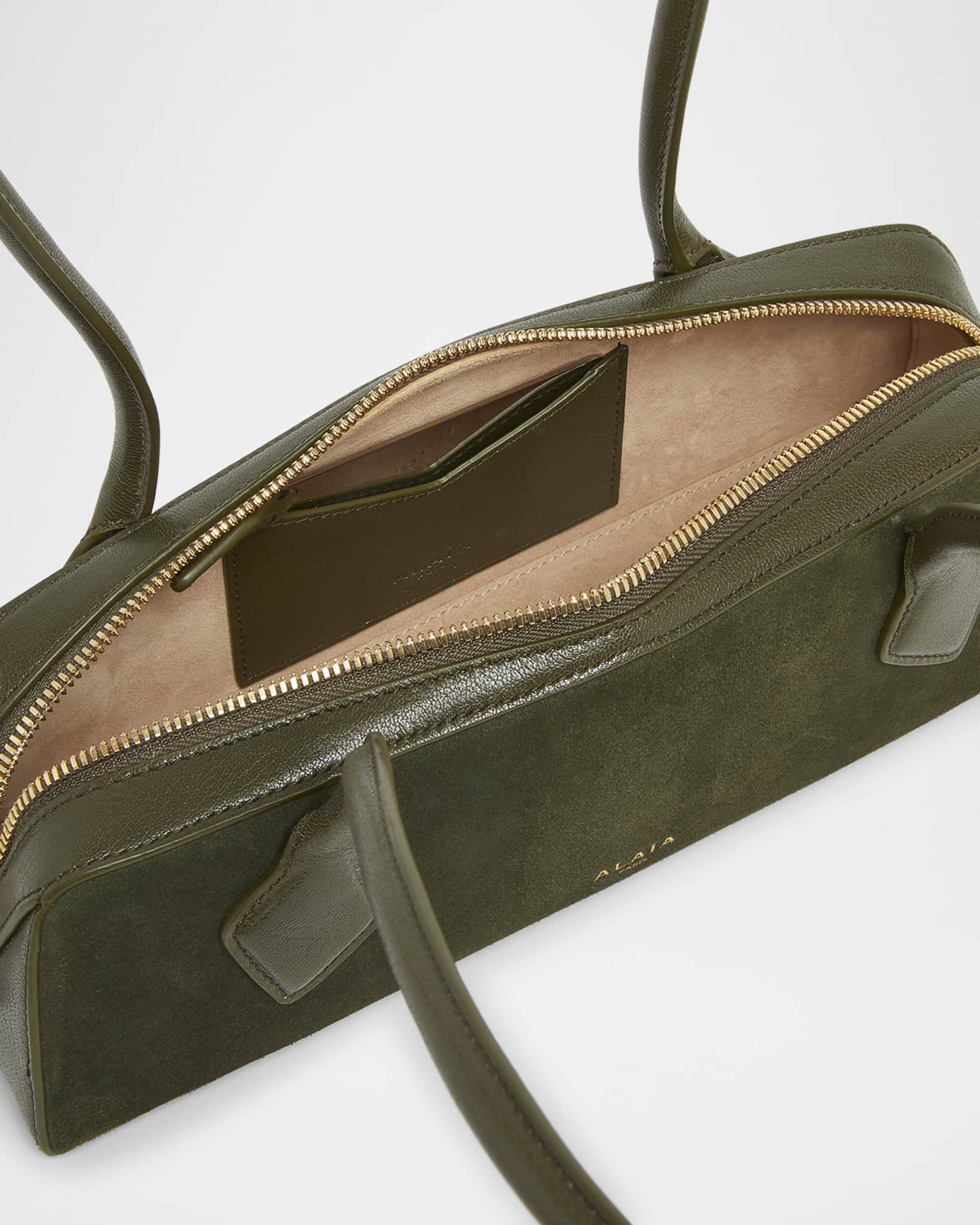 ALAIA Le Teckel Small Shoulder Bag in Suede and Leather