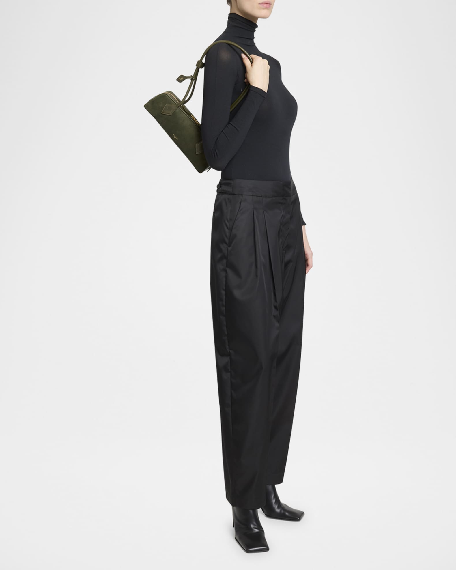 ALAIA Le Teckel Small Shoulder Bag in Suede and Leather