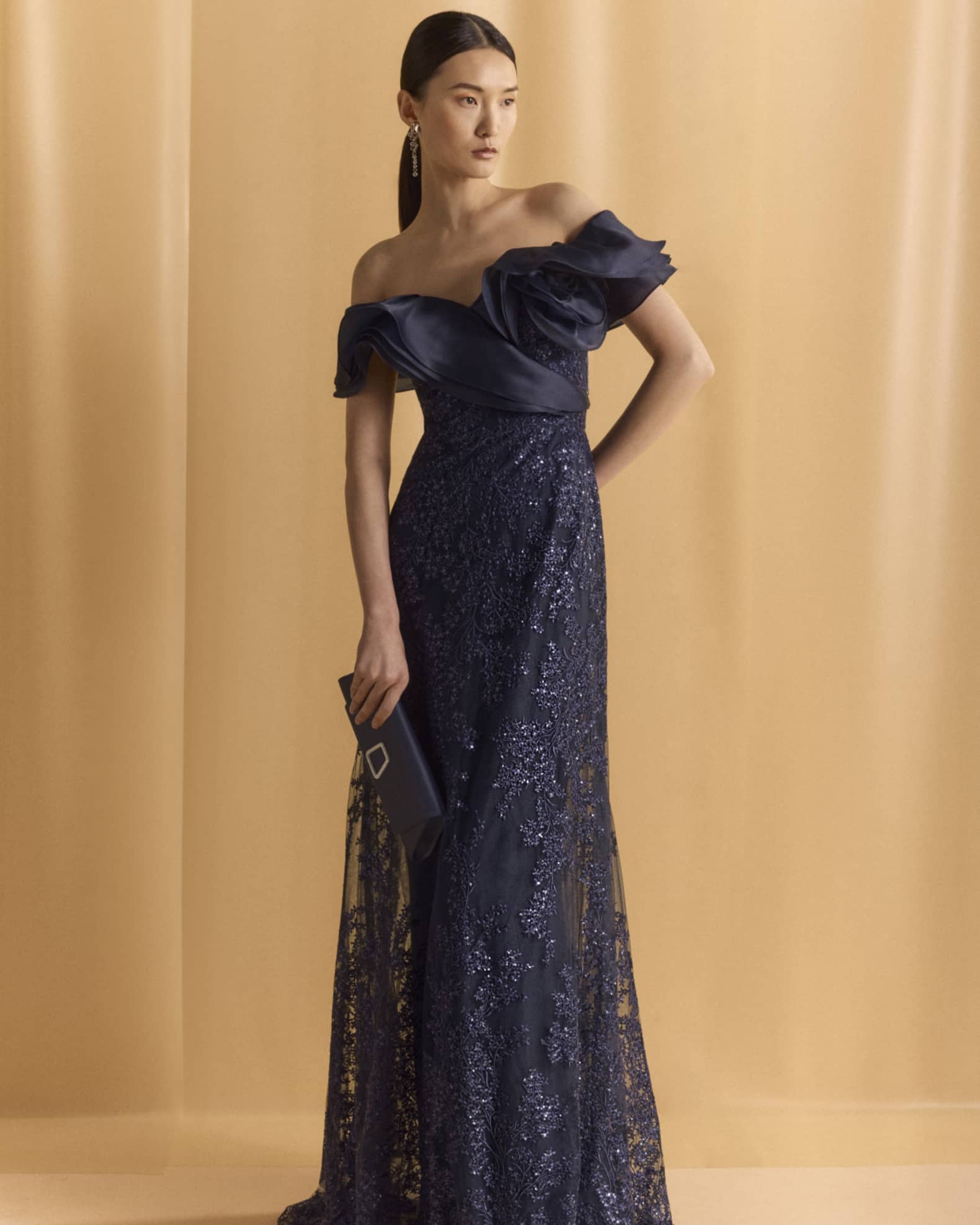 Sequin Embroidered Organza & Tulle Gown