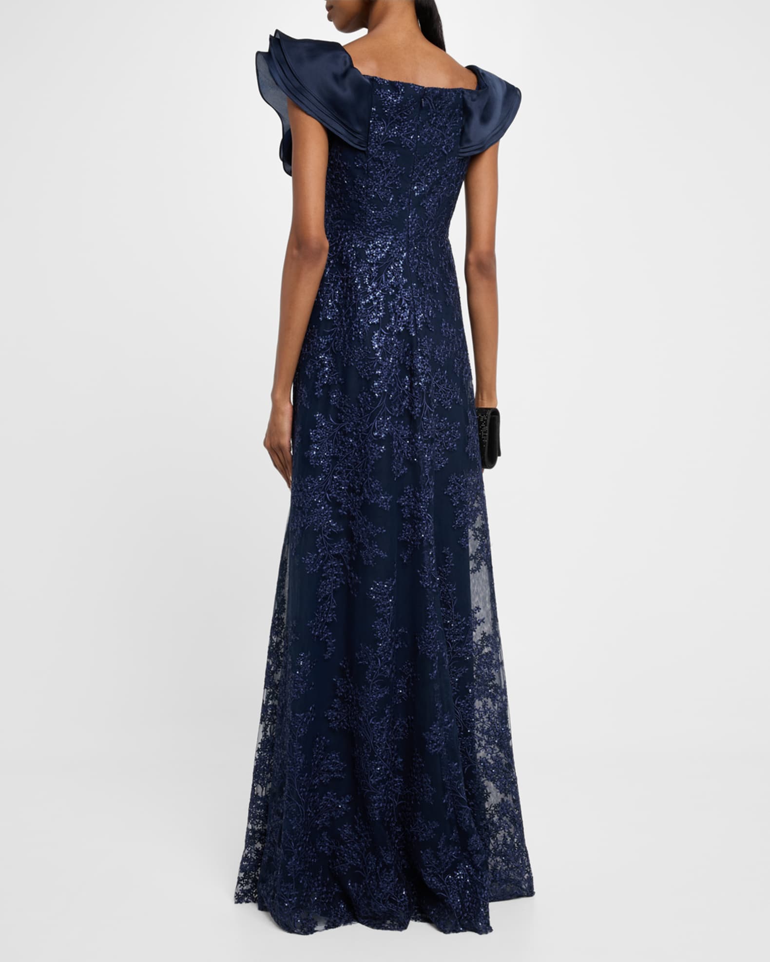Sequin Embroidered Organza & Tulle Gown