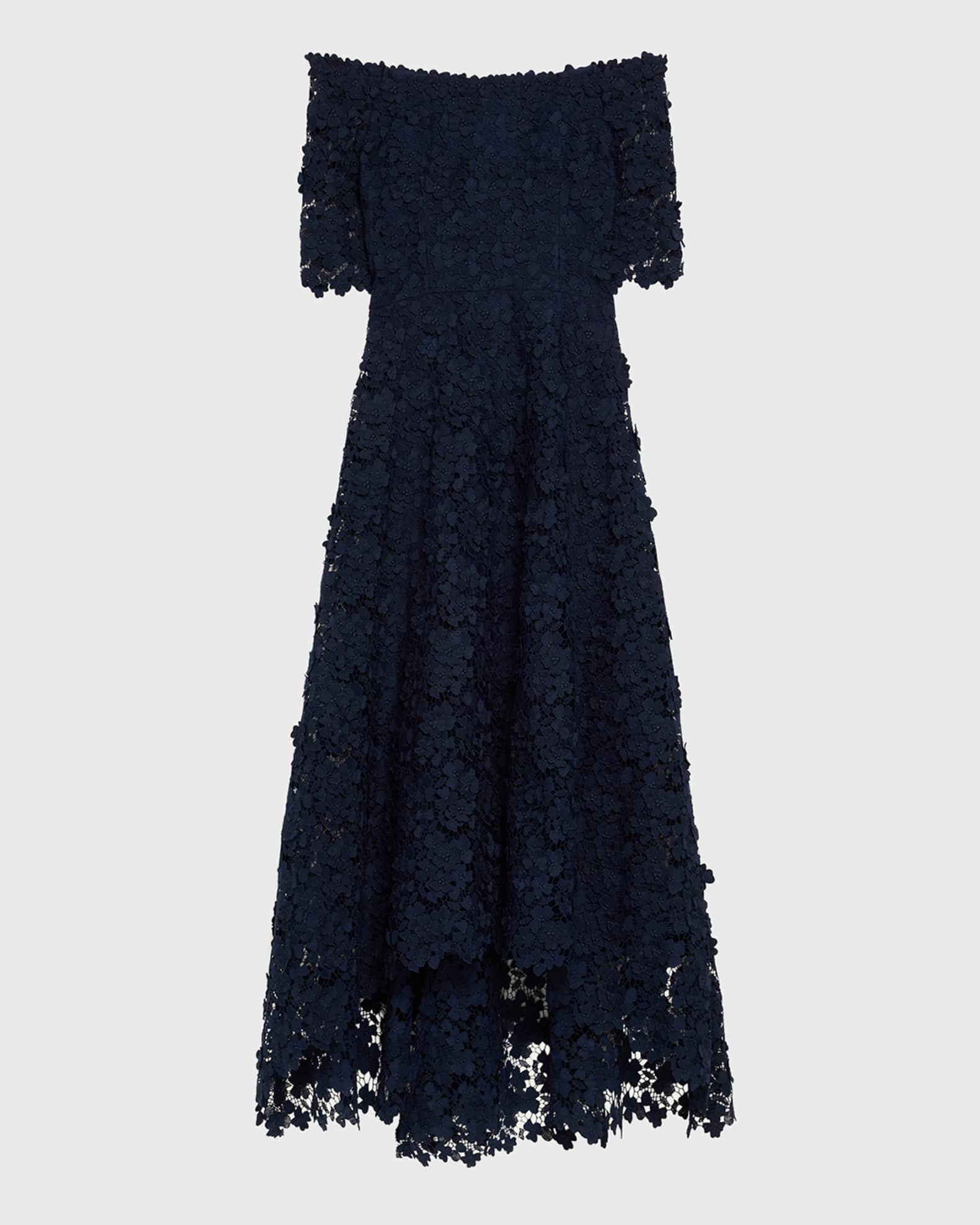 High-Low Floral Lace Maxi Dress 0