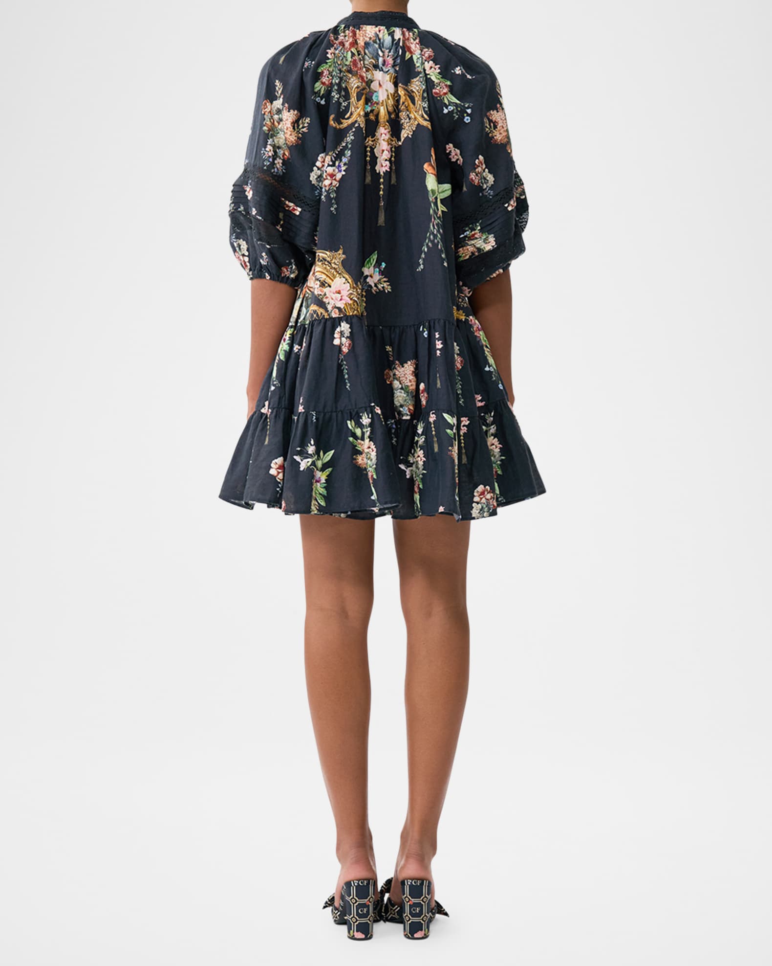 【CAMILLA】素敵★花柄パフ袖ミニワンピースPuff Shirt Dress Camilla Noble Endeavours Puff-Sleeve Shirtdress | Neiman Marcus