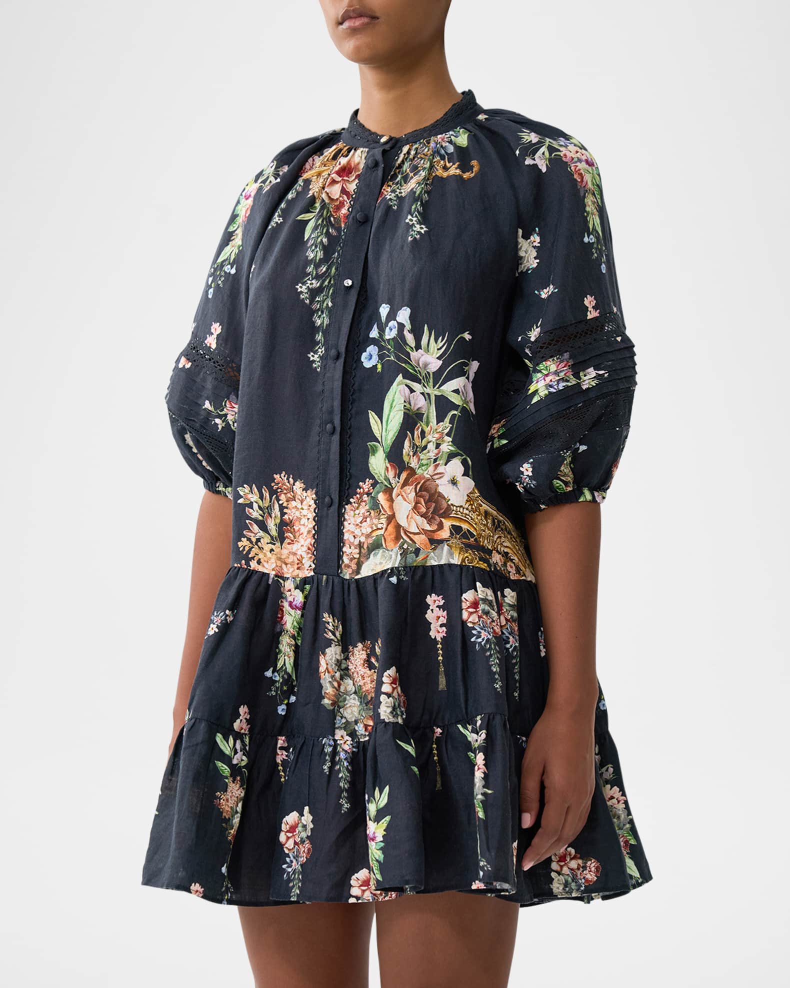 【CAMILLA】素敵★花柄パフ袖ミニワンピースPuff Shirt Dress Camilla Noble Endeavours Puff-Sleeve Shirtdress | Neiman Marcus