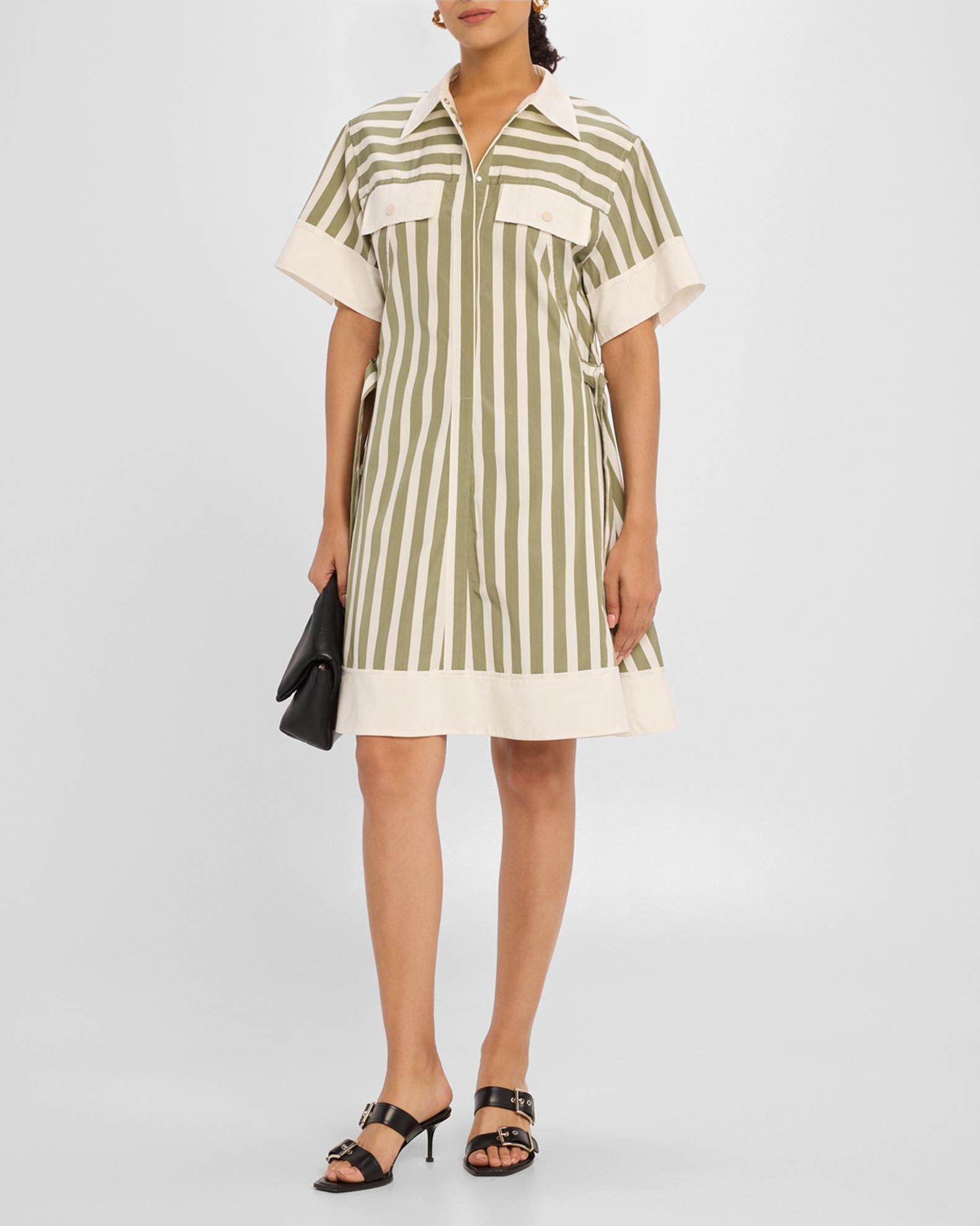 3.1 Phillip Lim Stripe Short-Sleeve Shirt Dress | Neiman Marcus
