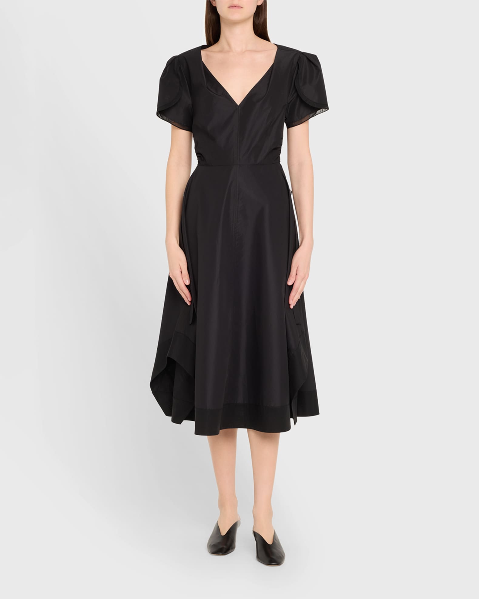 Tulip Sleeve V-Neck Dress - Black - 3.1 Phillip Lim