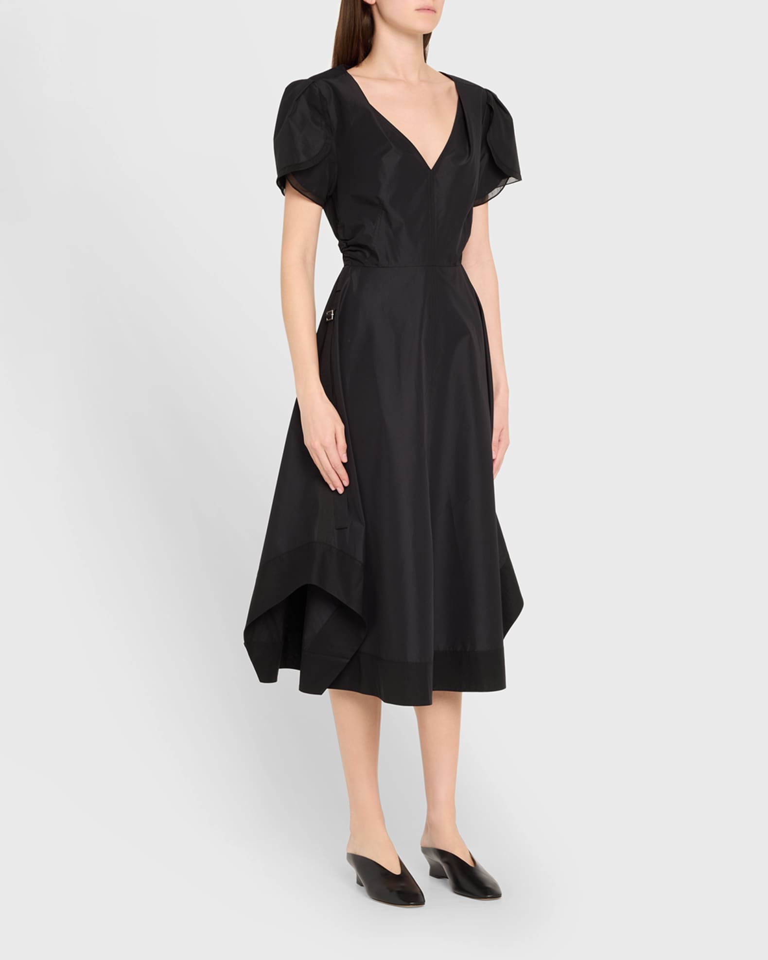 Tulip Sleeve V-Neck Dress - Black - 3.1 Phillip Lim