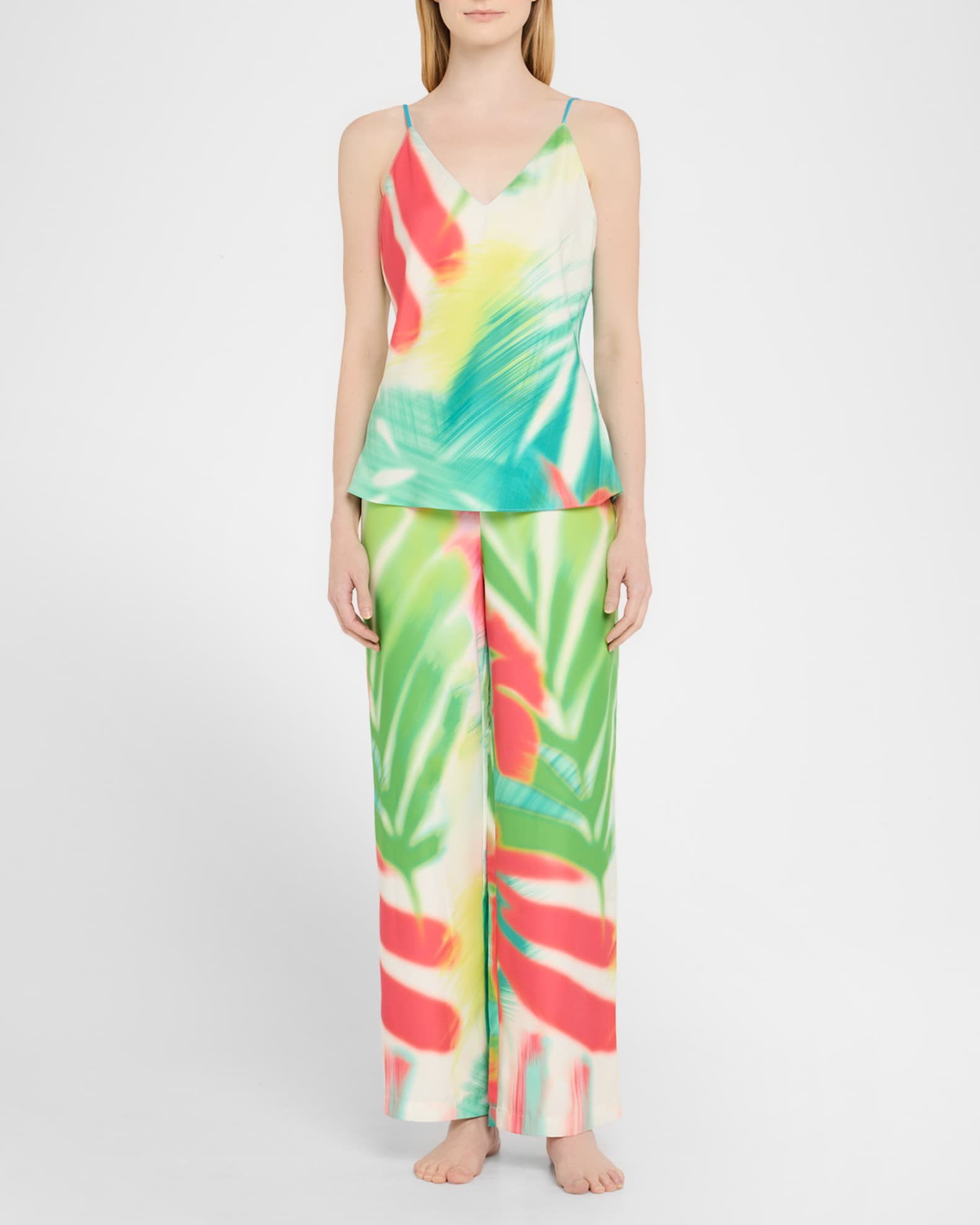 Usami Botanical-Print Charmeuse Pajama Set 1
