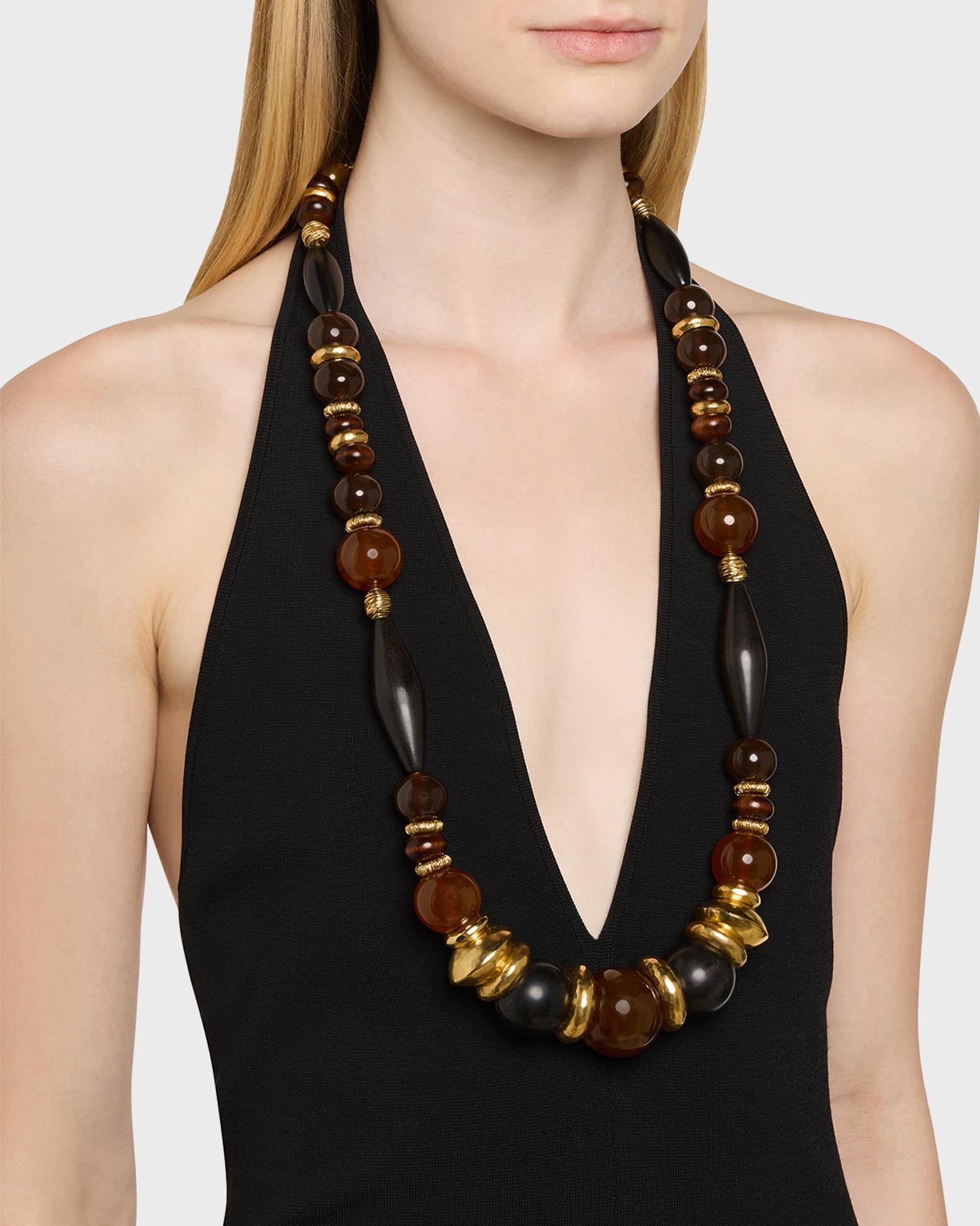 SAINT LAURENT ビーズネックレス Saint Laurent Mixed Bead Necklace | Neiman Marcus