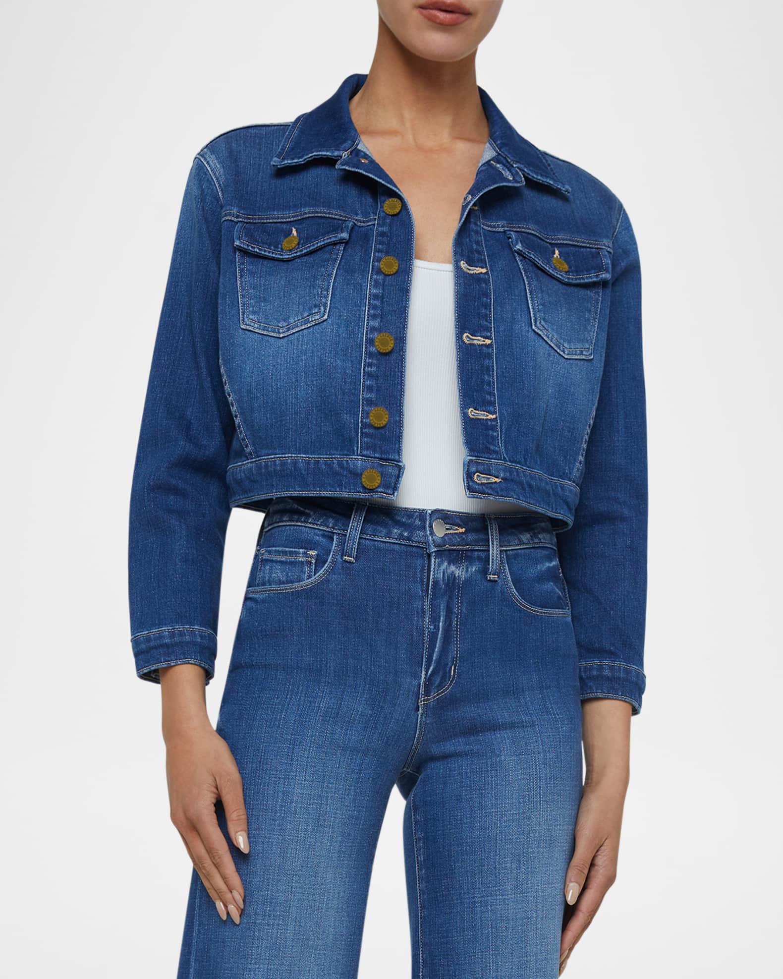 【L'AGENCE】国内発送★Koda Crop Jacket L'AGENCE Koda Denim Crop Jacket | Saks Fifth Avenue