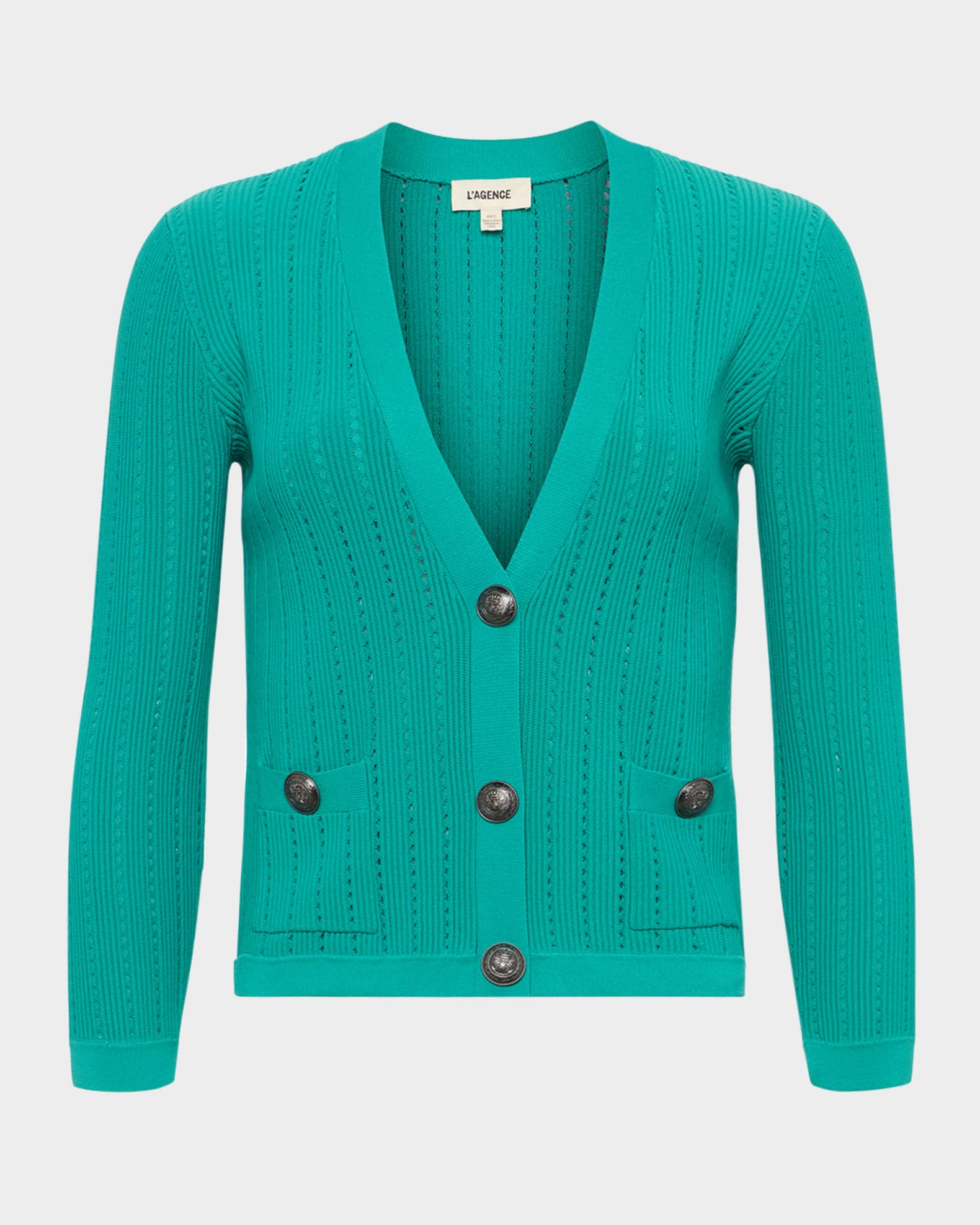 L'Agence Irvin Pointelle Cropped Cardigan | Neiman Marcus
