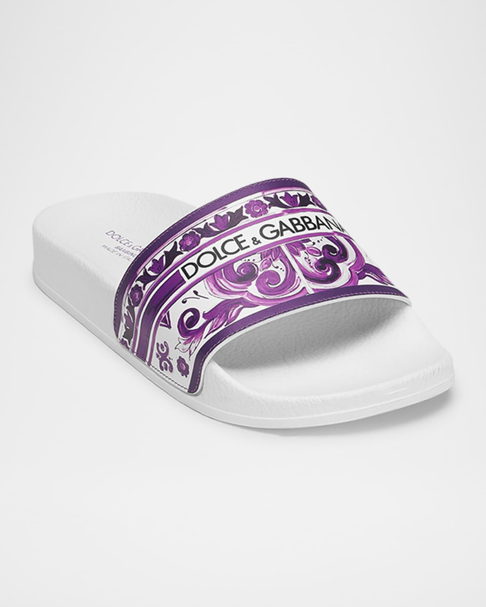 サンダル・ミュール DOLCE & GABBANA MAIOLICA PRINT SLIDES Girl's Maiolica-Print Slides | Neiman Marcus