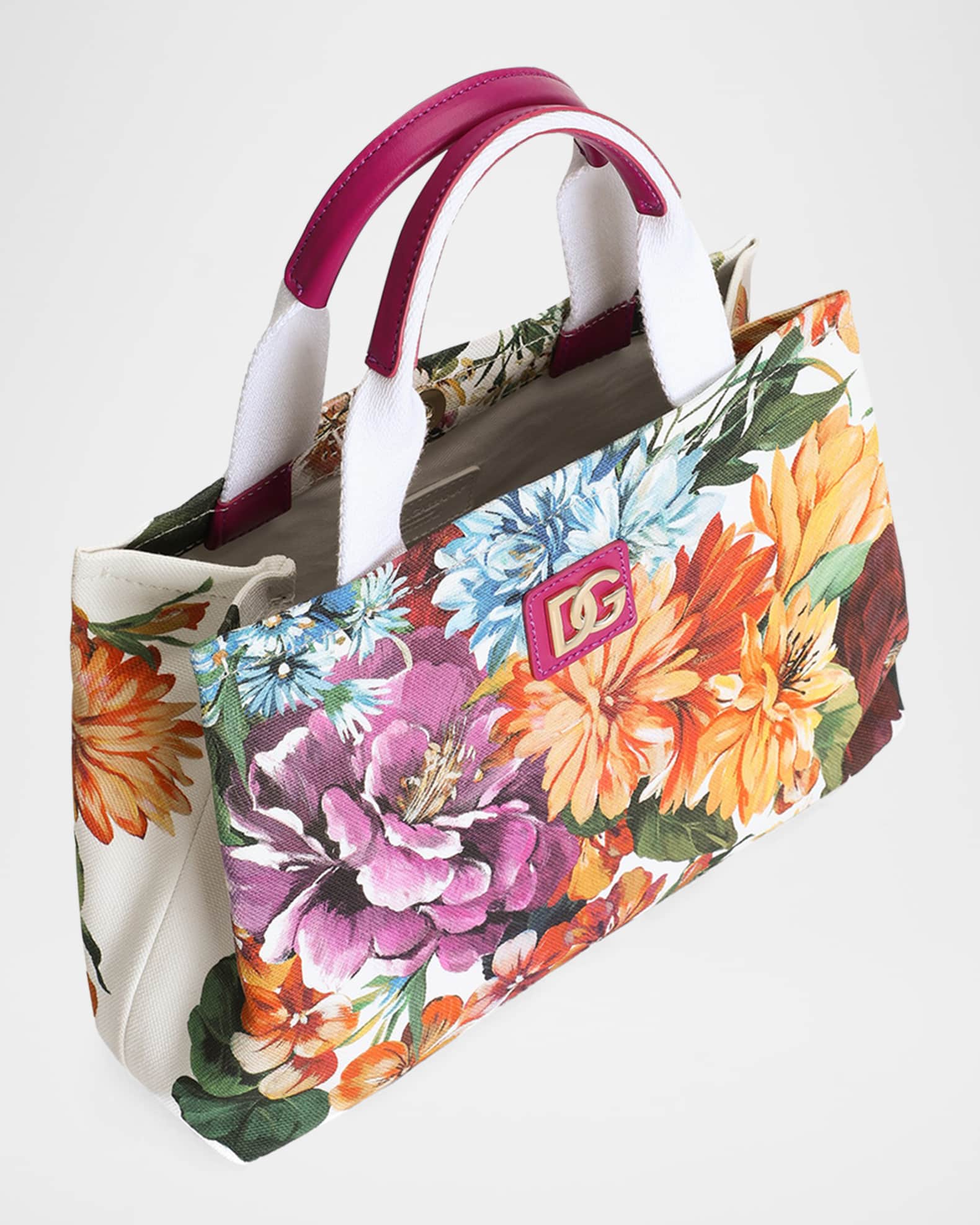 Dolce&Gabbana Kid's Floral Canvas Tote Bag | Neiman Marcus