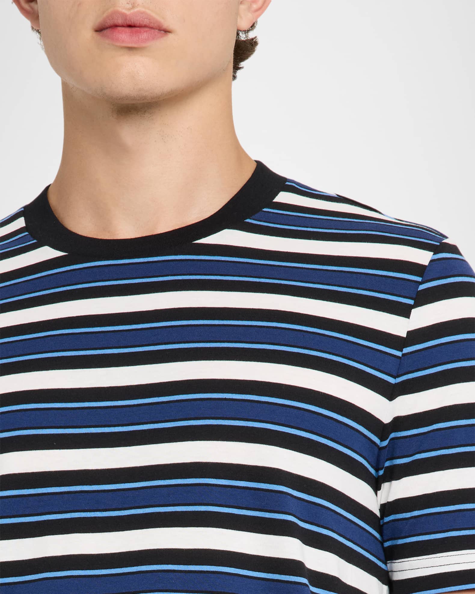 Marni Men's Horizontal Multi-Stripe Cotton Crewneck T-Shirt