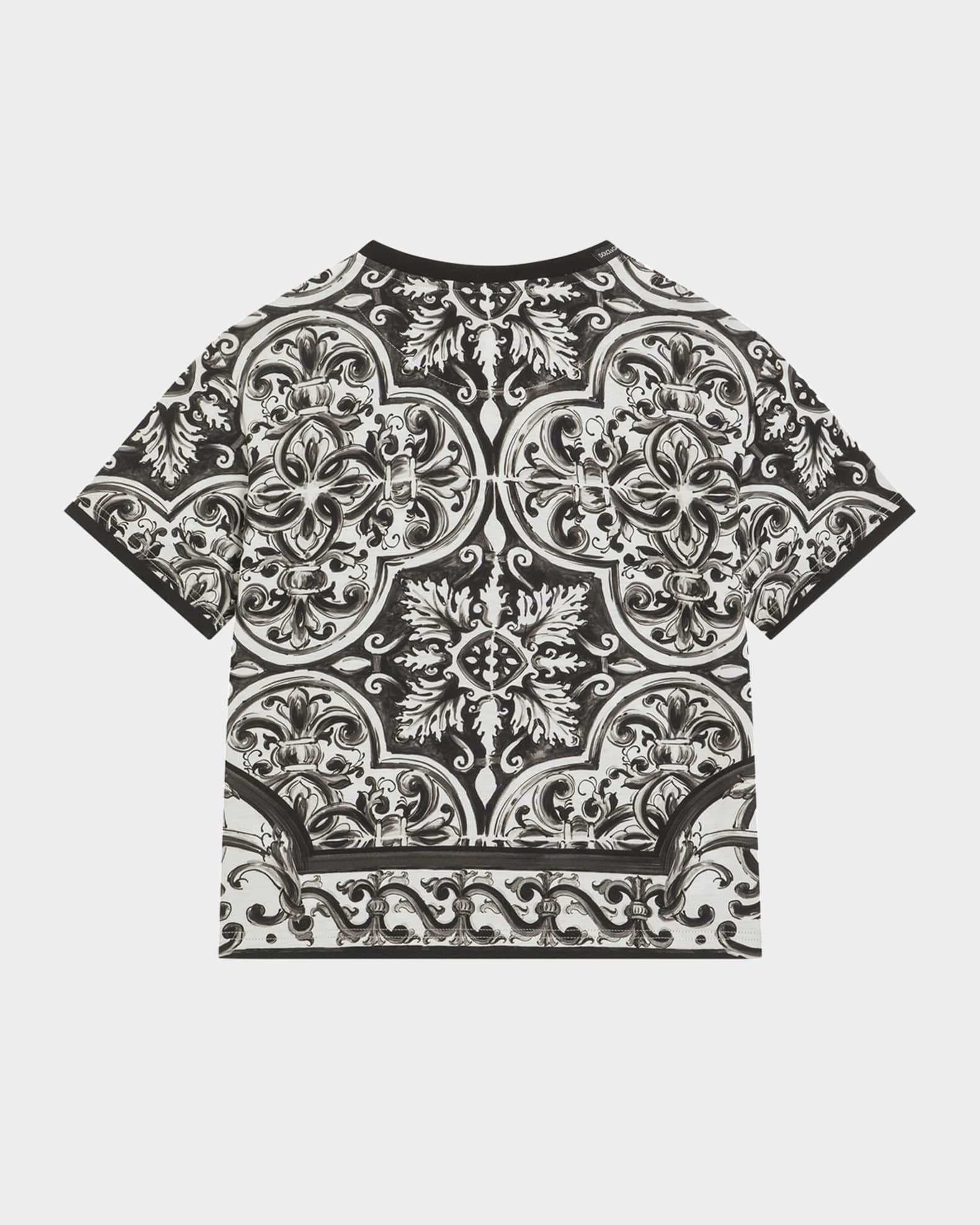 Dolce & Gabbana MAJOLICA-PRINT SHORT-SLEEVED T-SHIRT アートT Dolce&Gabbana Boy's Majolica-Print Short-Sleeve T-shirt