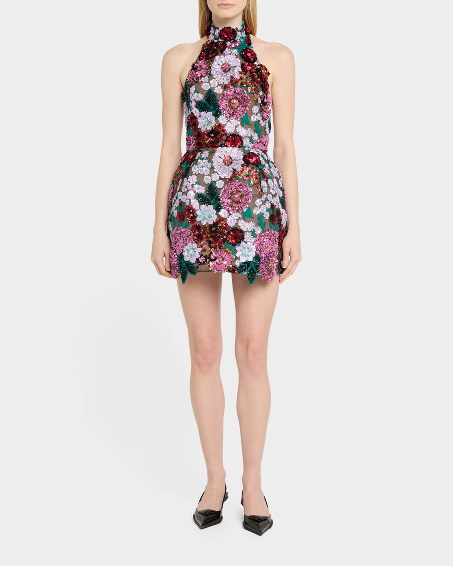 Bronx And Banco Women's Deirdre Sequinned Halter Dress - Multi - Size L - Pink Multi