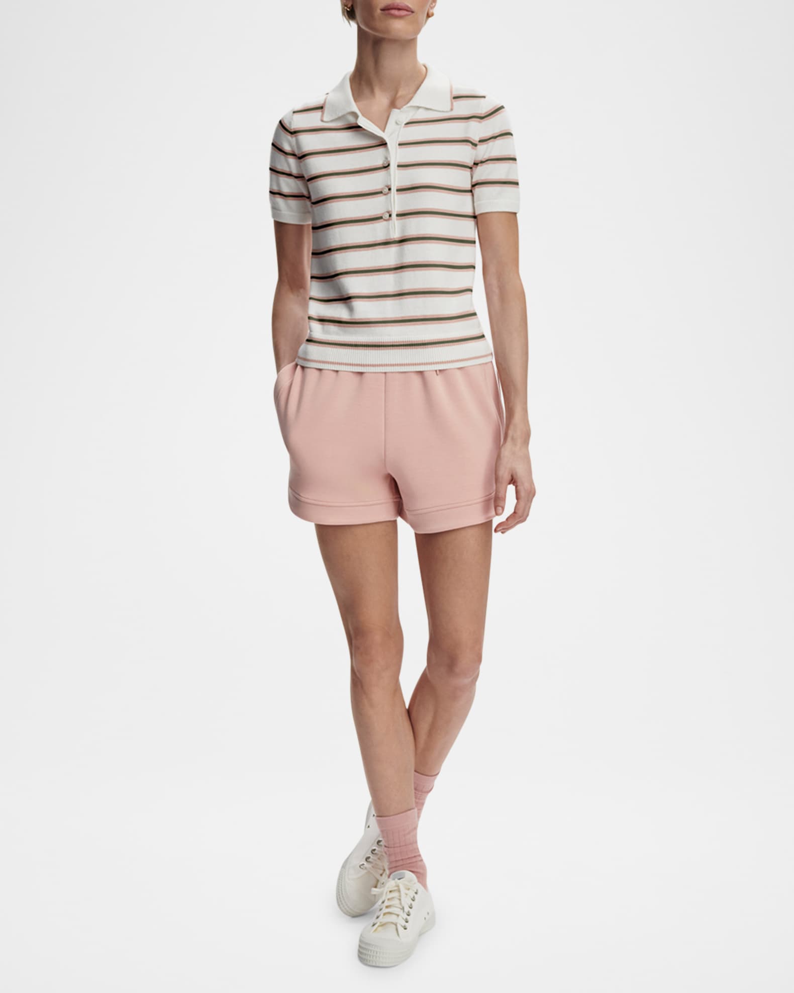 Faustine Striped Fine-Knit Polo 1