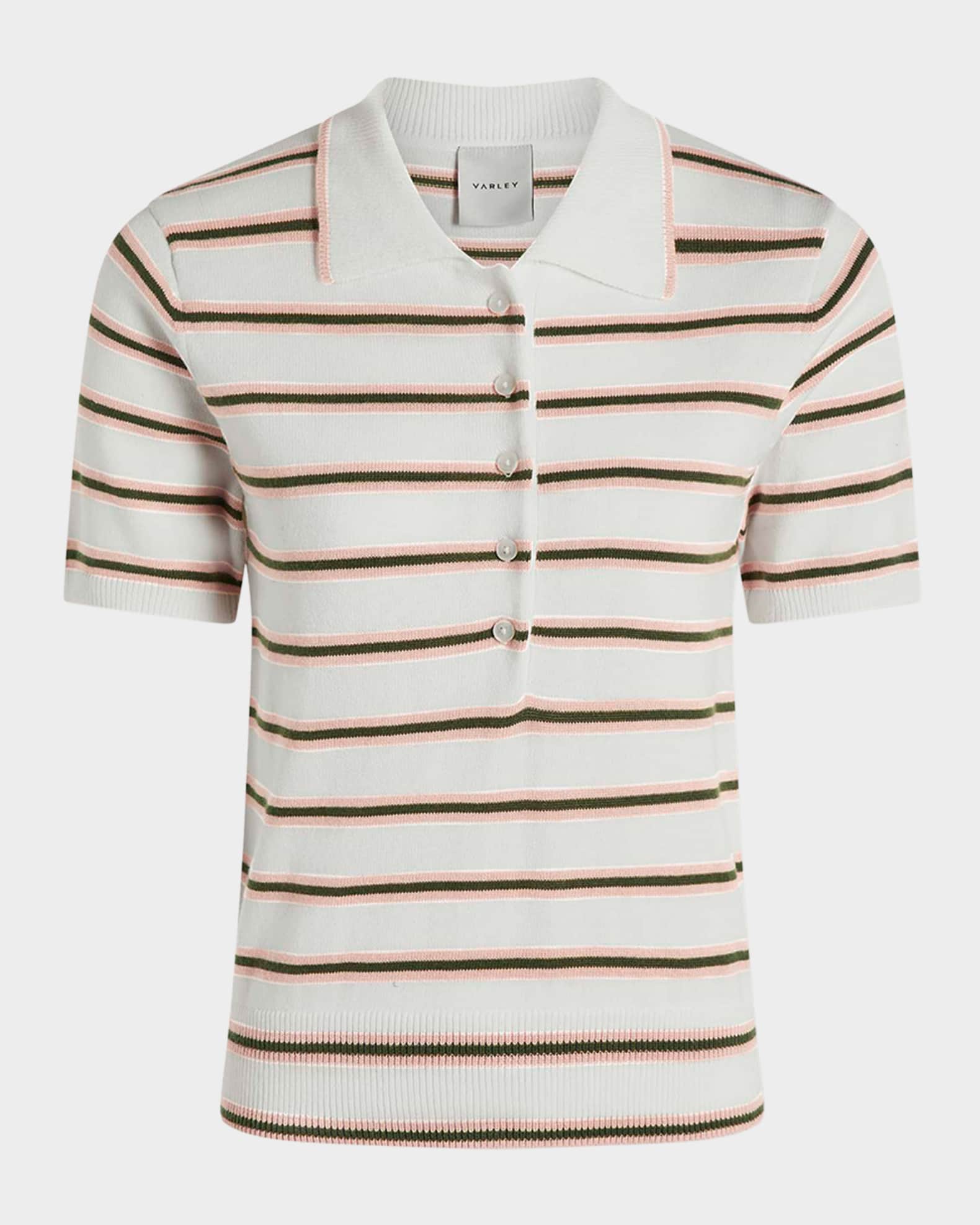 Faustine Striped Fine-Knit Polo 0