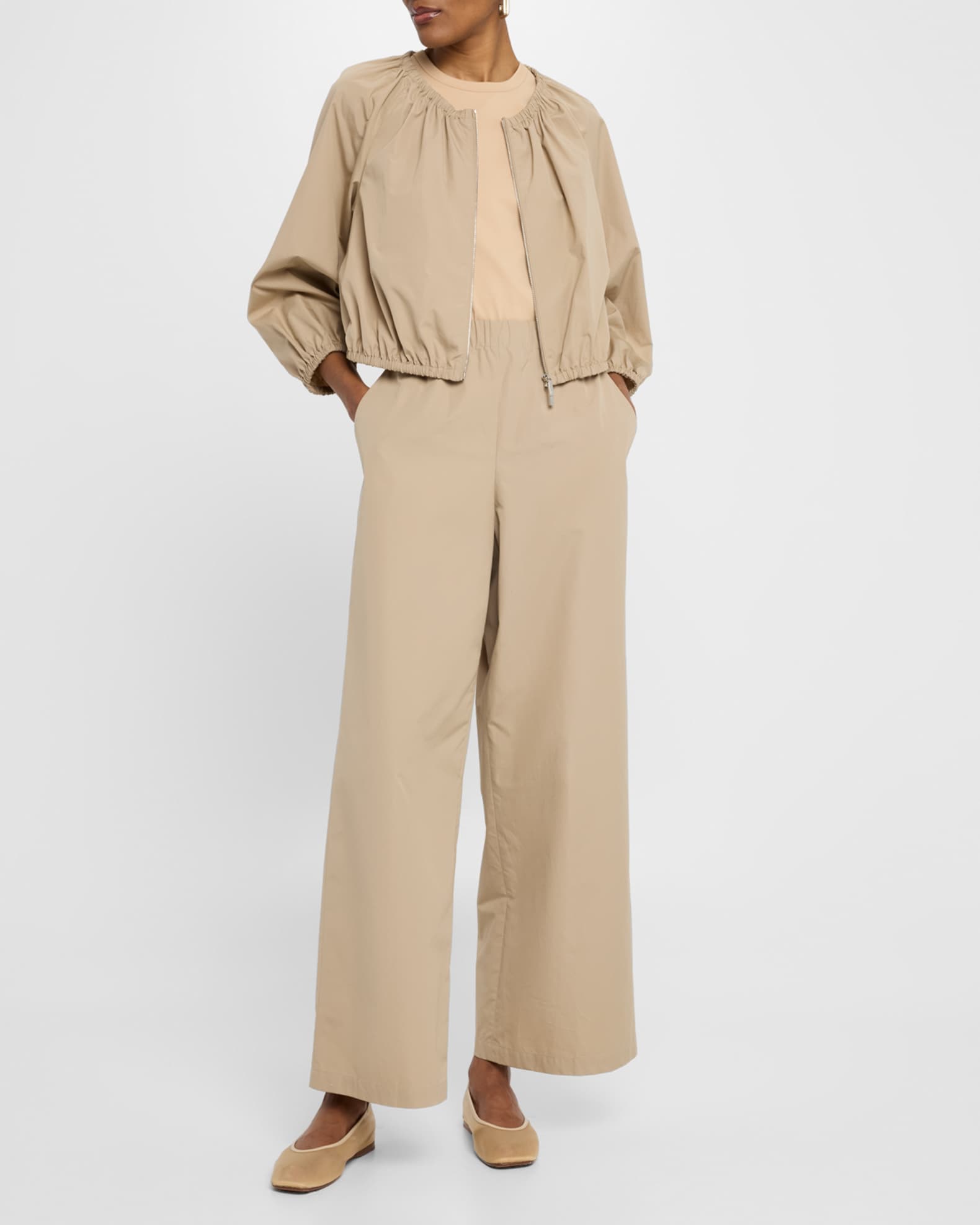 Cropped Organic Cotton Poplin Bubble Jacket 1