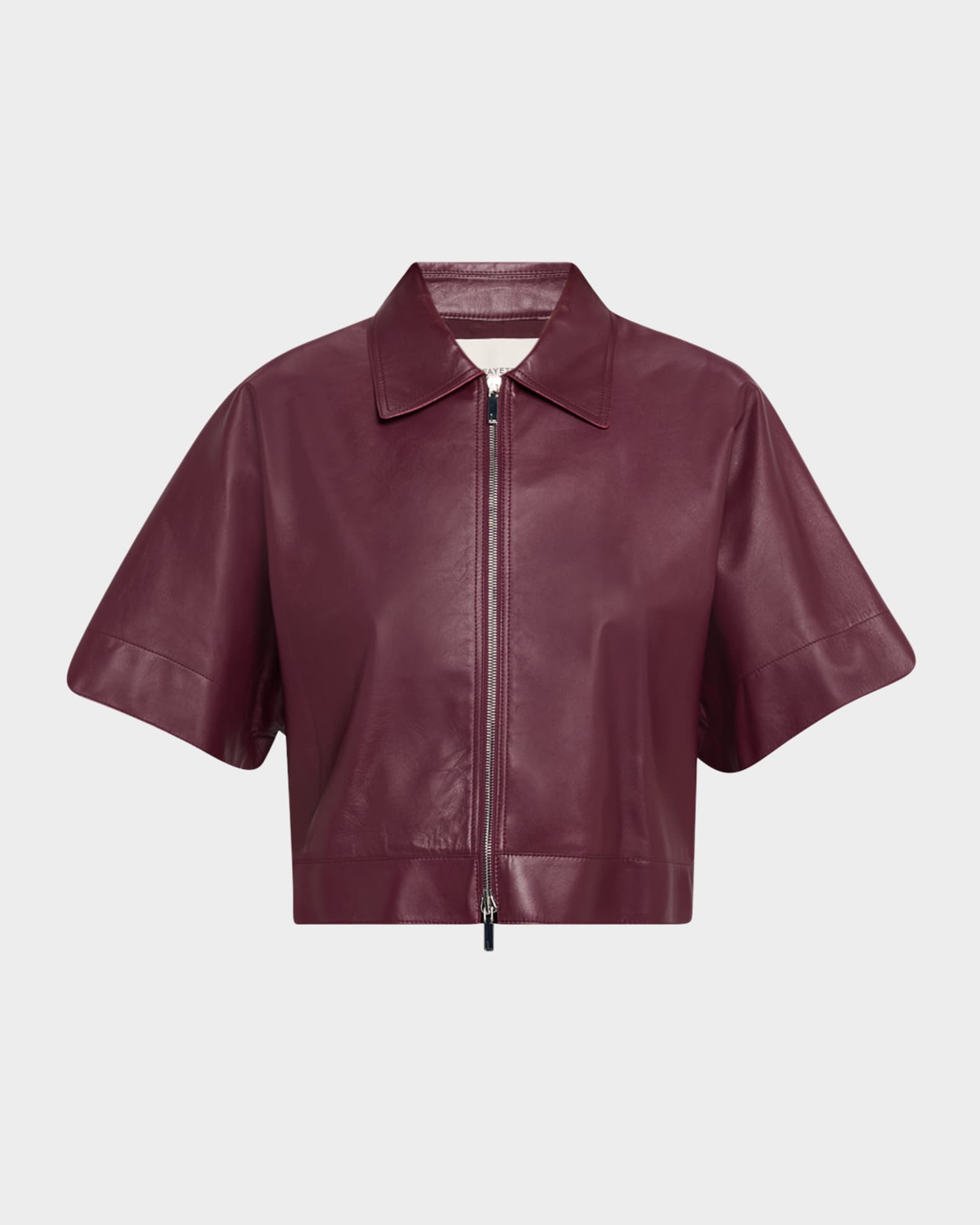 Cropped Short-Sleeve Leather Jacket 0